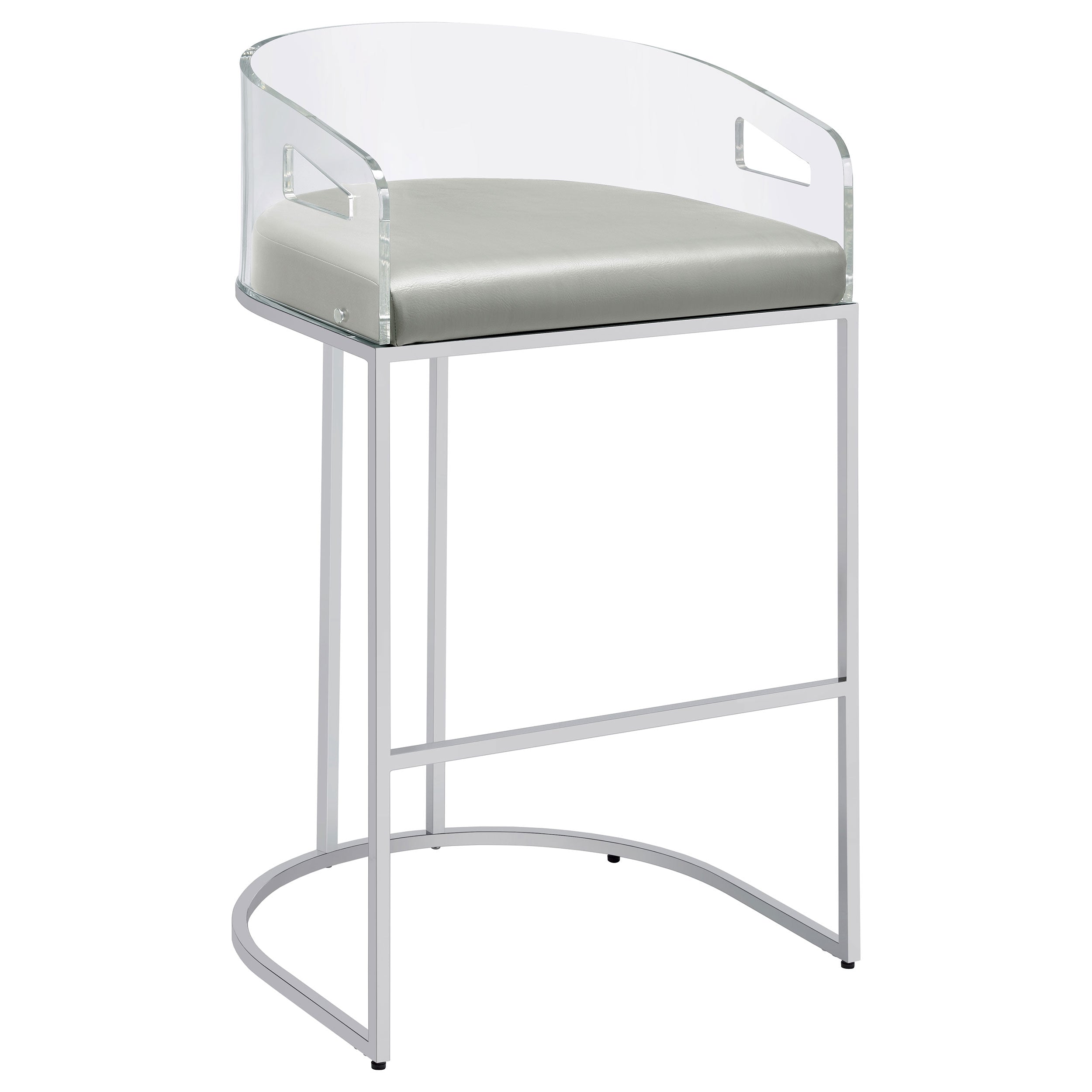 Thermosolis Acrylic Back Bar Stools Grey and Chrome (Set of 2)