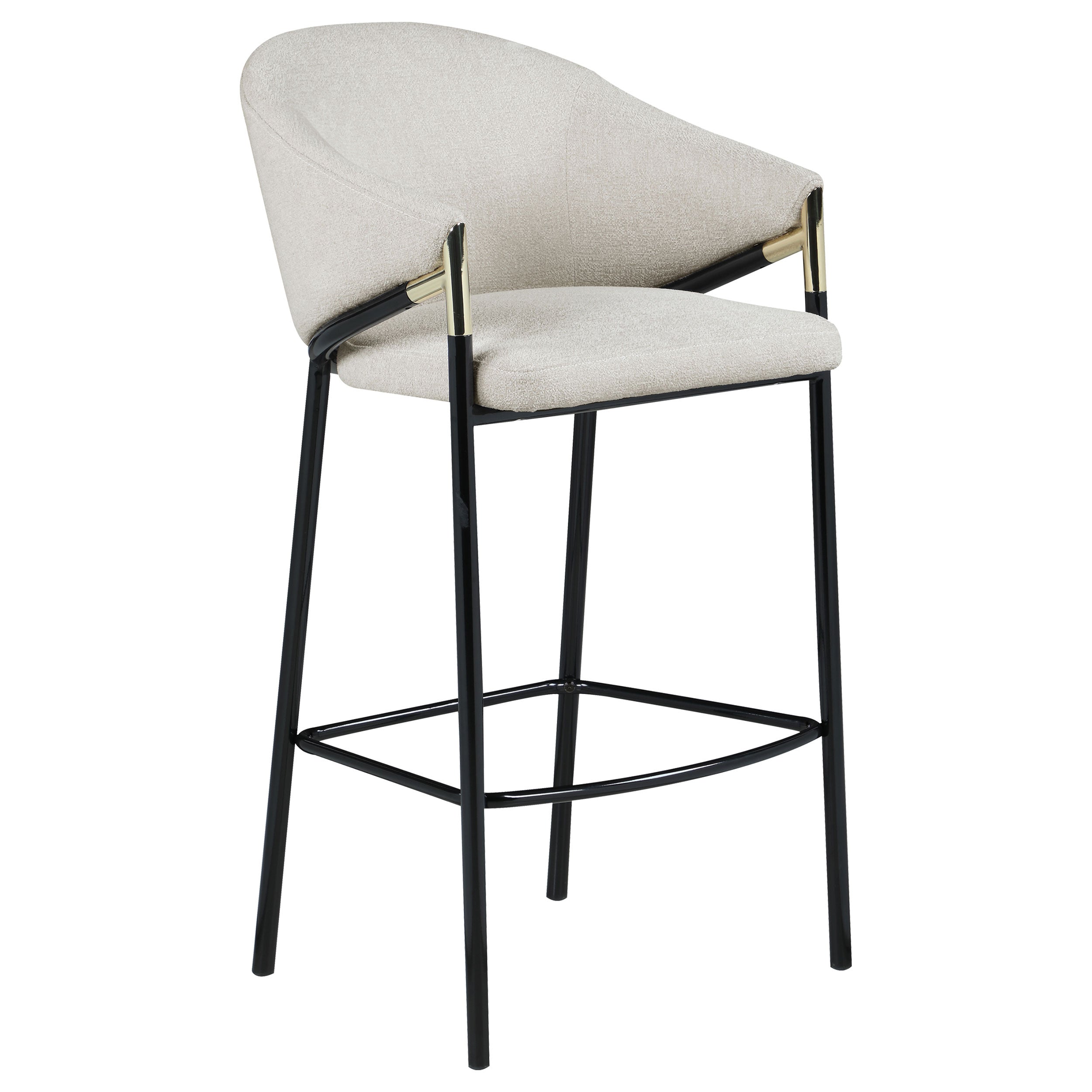 Chadwick Sloped Arm Bar Stools Beige and Glossy Black (Set of 2)