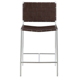 Adelaide Upholstered Counter Height Stool with Open Back Brown and Chrome