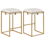 Nadia Square Padded Seat Bar Stool (Set of 2) Beige and Gold