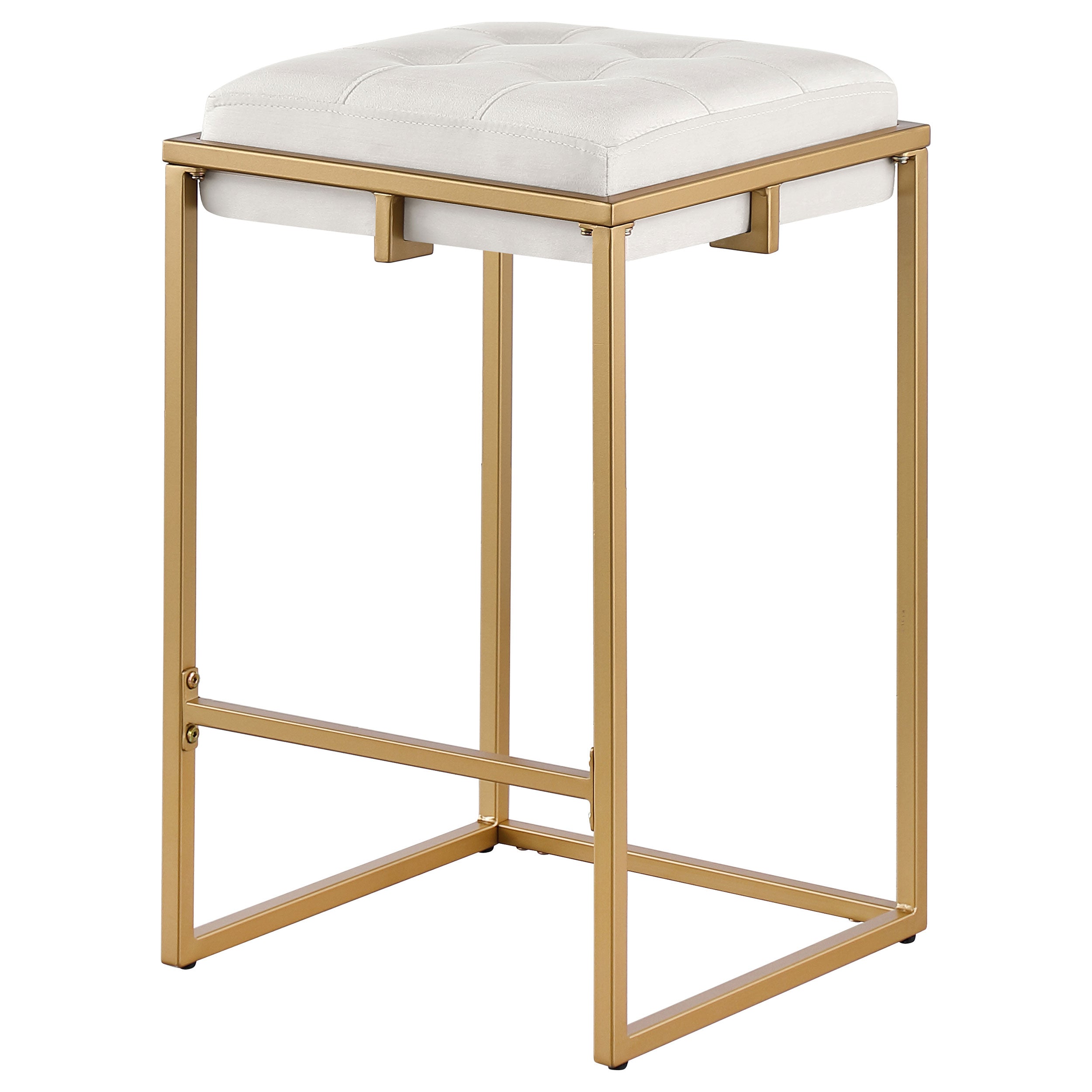 Nadia Square Padded Seat Bar Stool (Set of 2) Beige and Gold