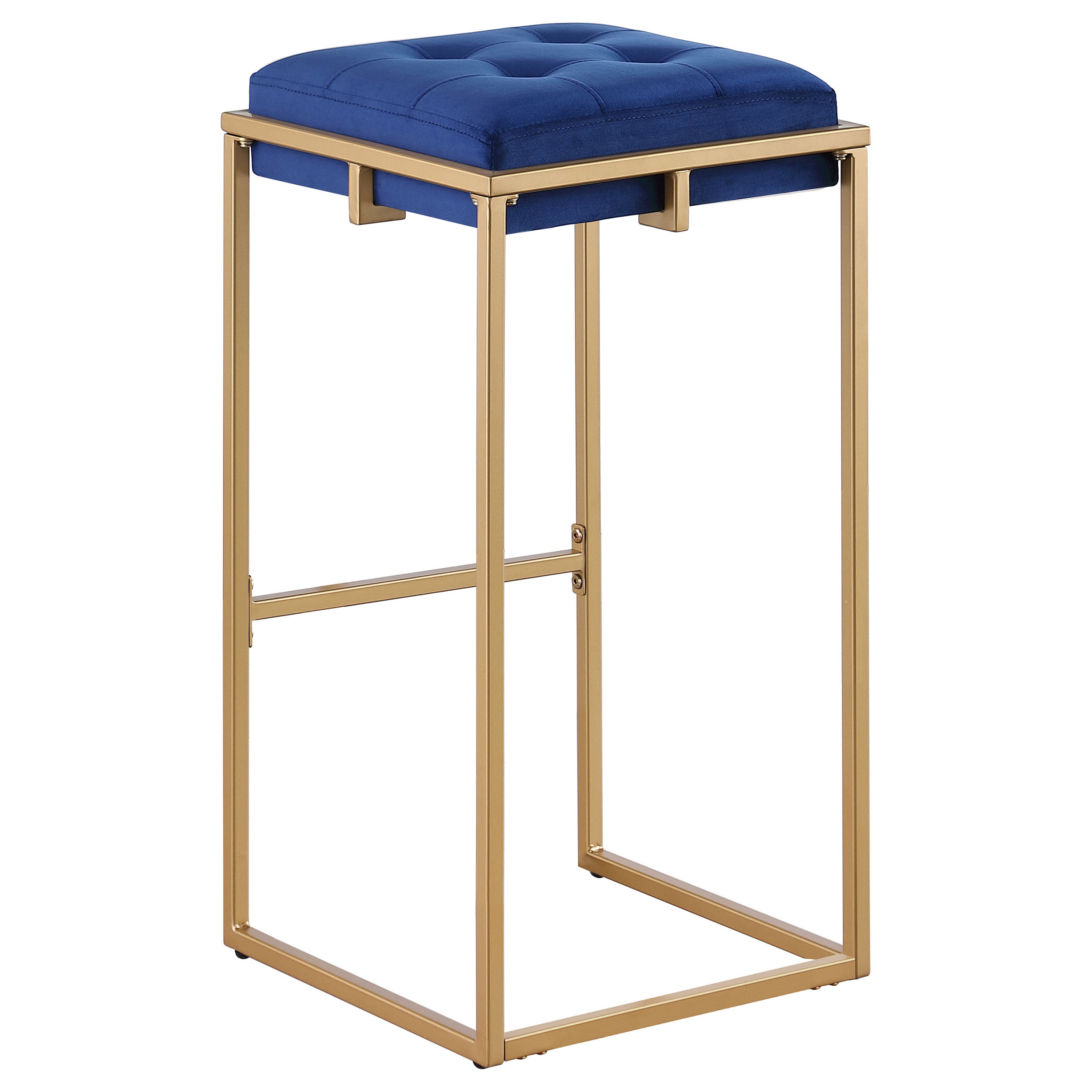 Nadia Square Padded Seat Bar Stool (Set of 2) Blue and Gold