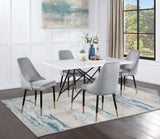 Gabrielle  Marble Top Rectangular Dining Table Set White and Grey