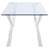 Alaia Rectangular Glass Top Dining Table Clear and Chrome