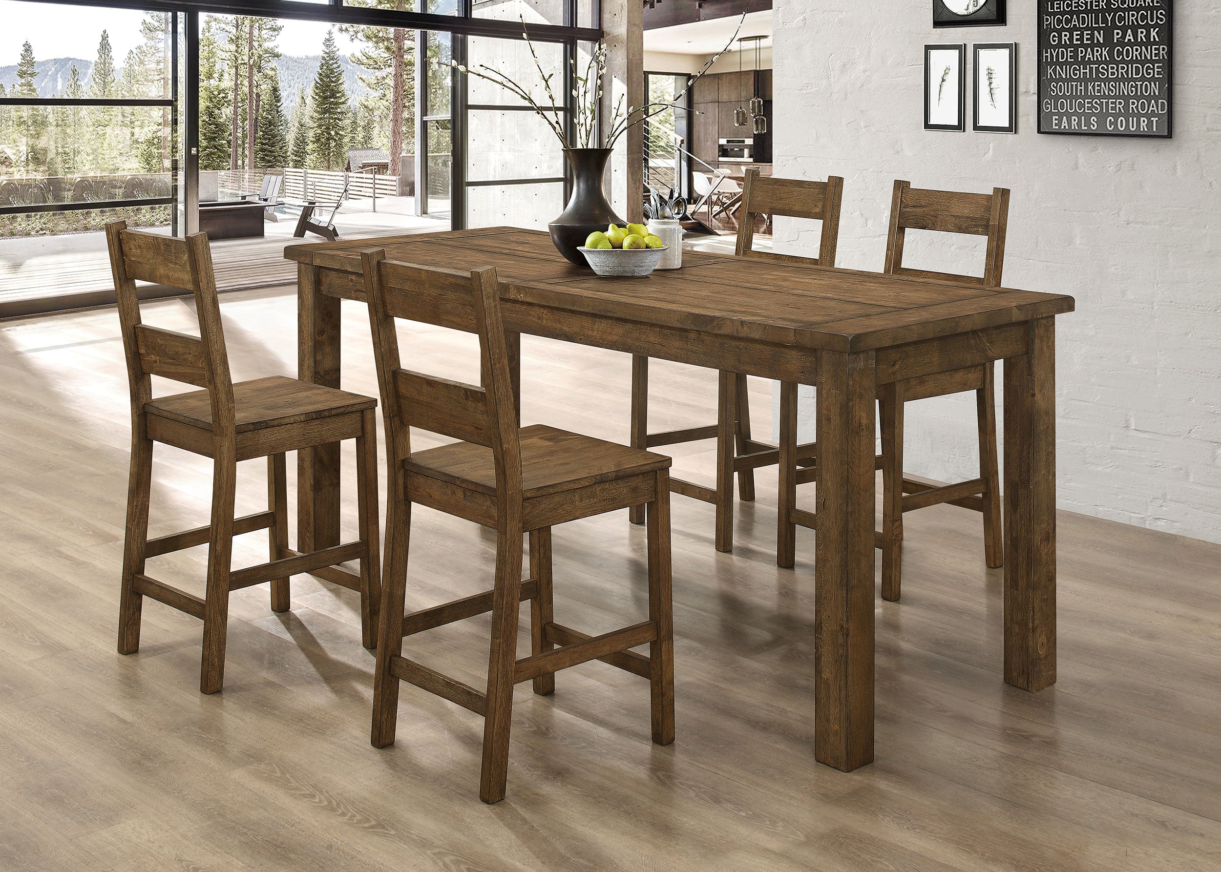 Coleman  Counter Height Dining Set Rustic Golden Brown