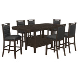 Prentiss  Rectangular Counter Height Dining Set with Butterfly Leaf Cappuccino