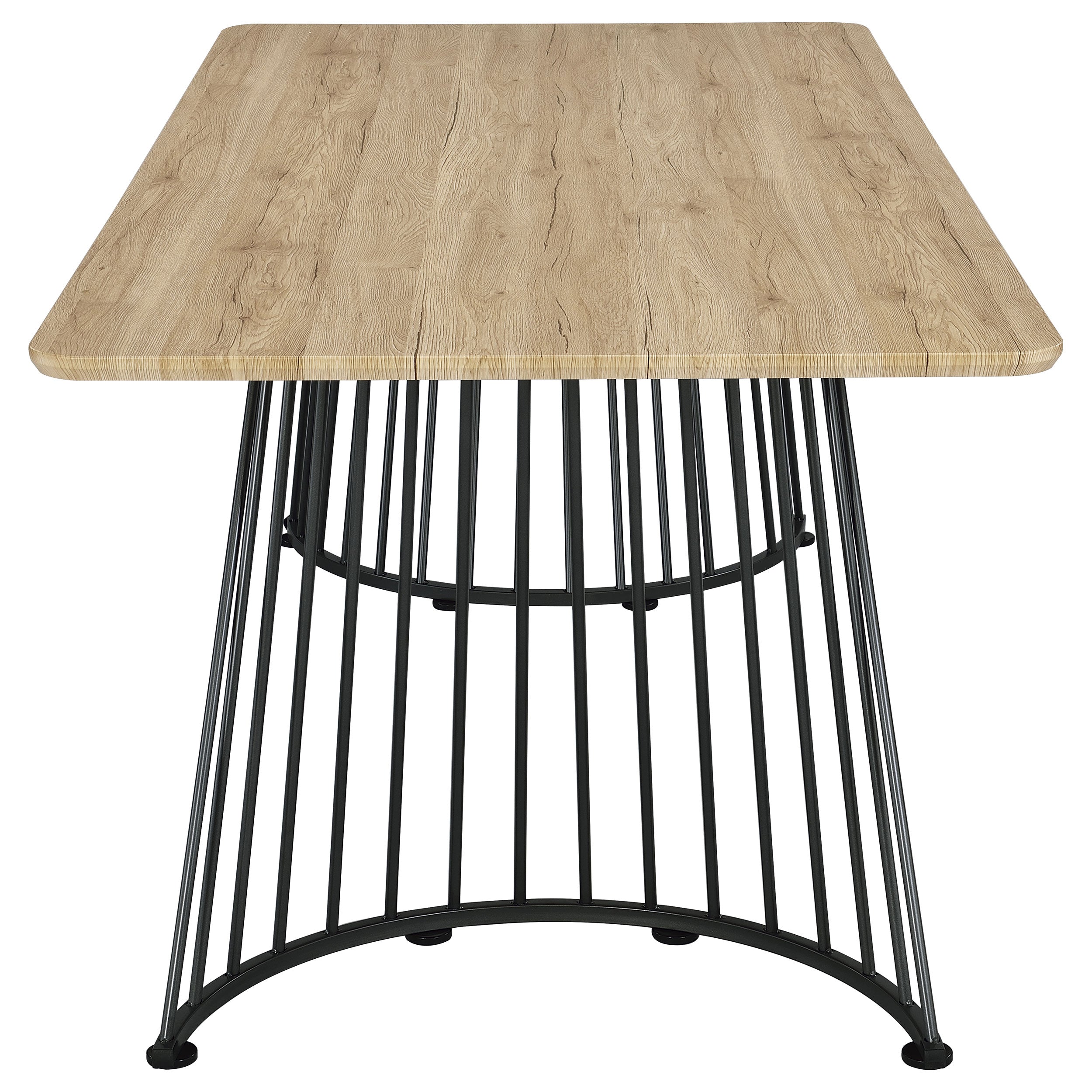 Altus Swirl Base Dining Table Natural Oak and Gunmetal