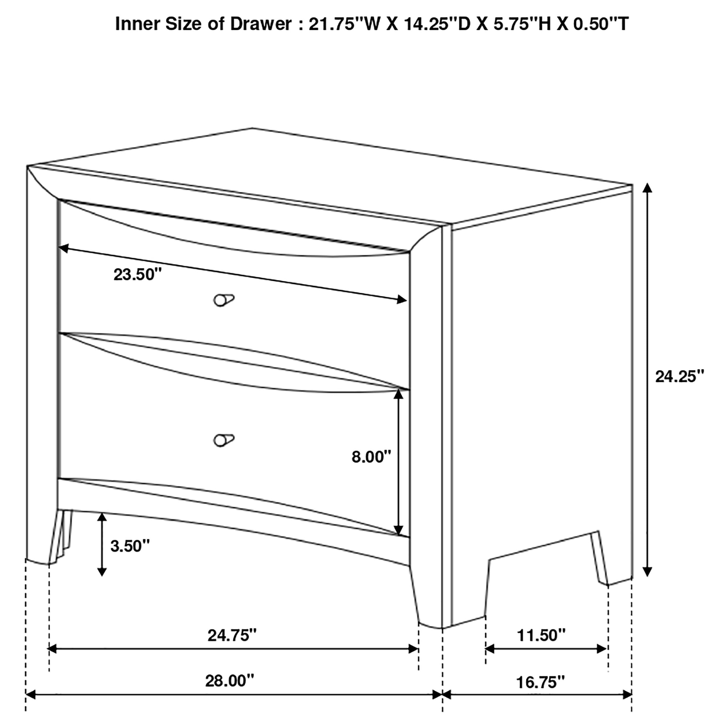 Phoenix 2-drawer Nightstand Deep Cappuccino