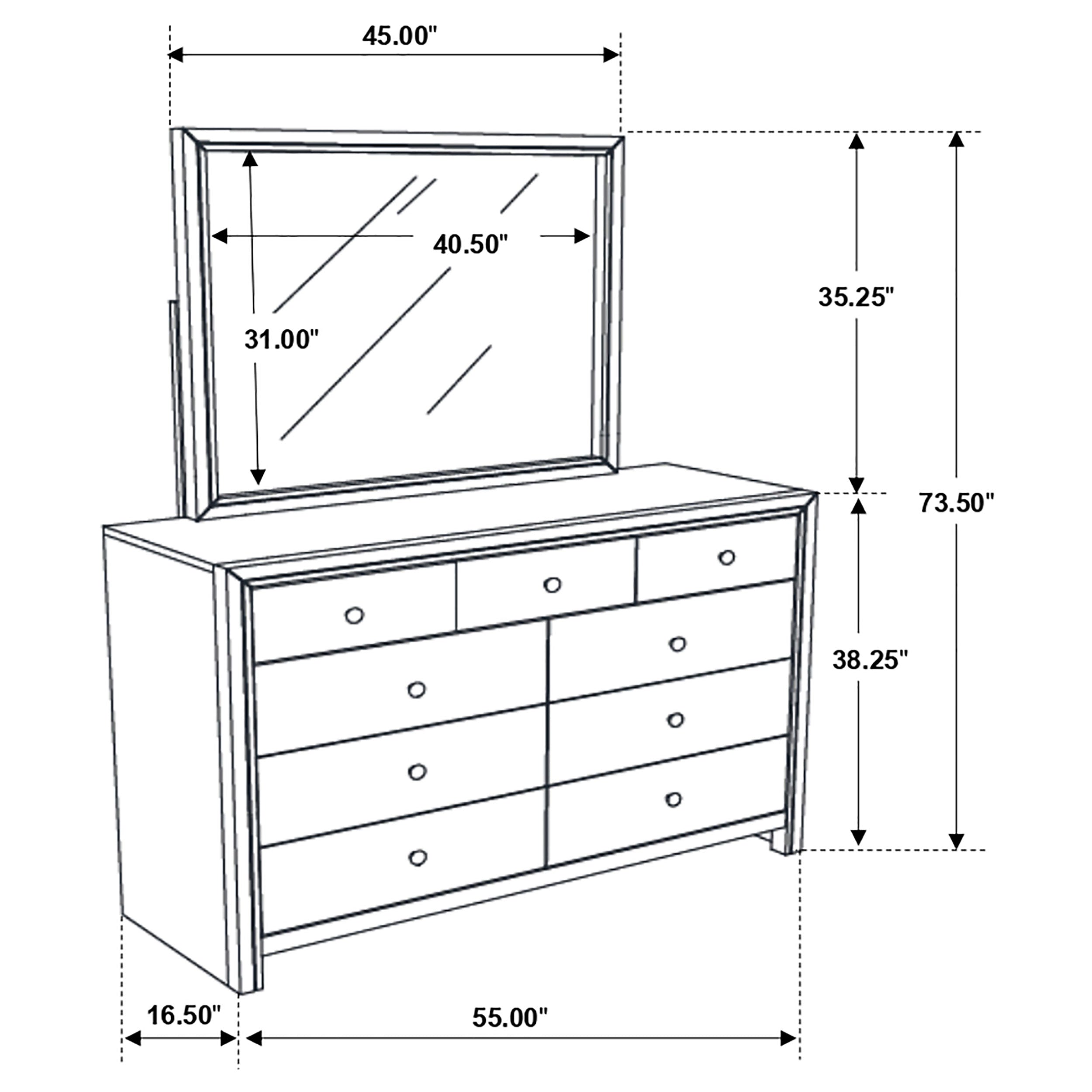 Serenity 9-drawer Dresser with Mirror Rich Merlot