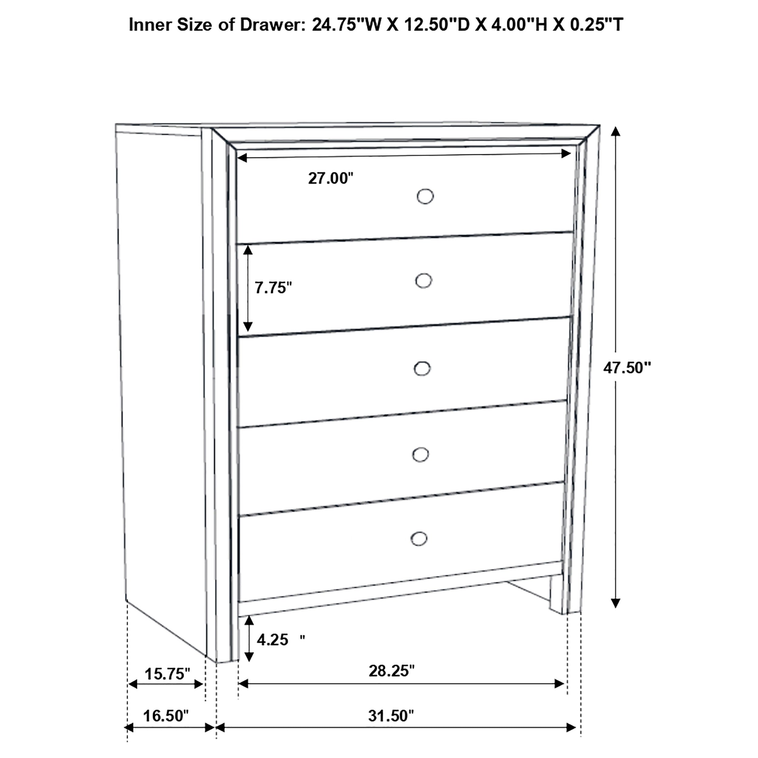 Serenity 5-drawer Bedroom Chest Rich Merlot