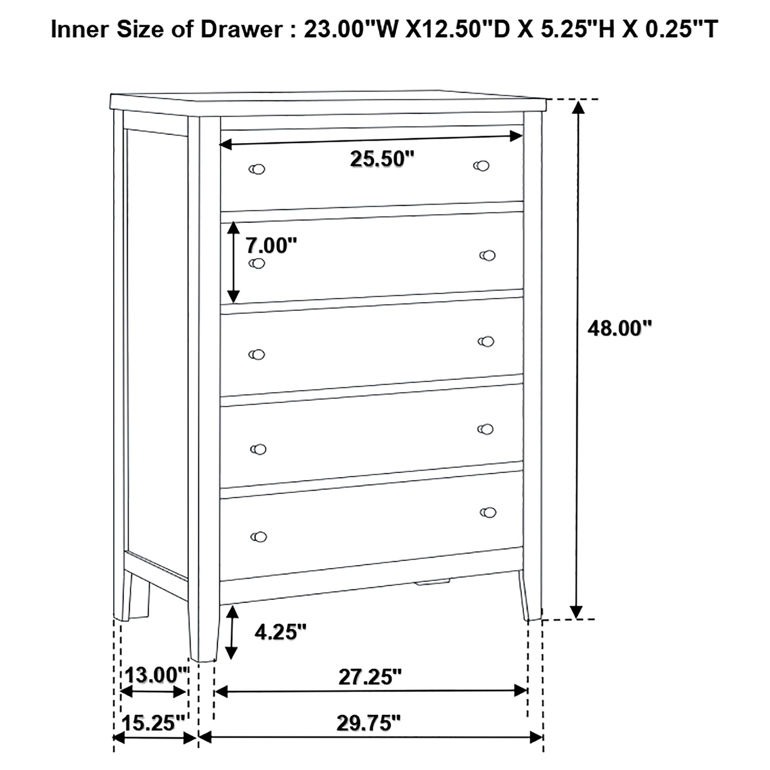 Carlton 5-drawer Rectangular Chest Cappuccino