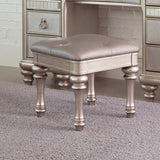 Bling Game Upholstered Vanity Stool Metallic Platinum