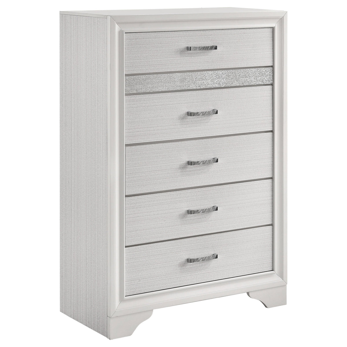 Miranda 5-drawer Chest White and Rhinestone