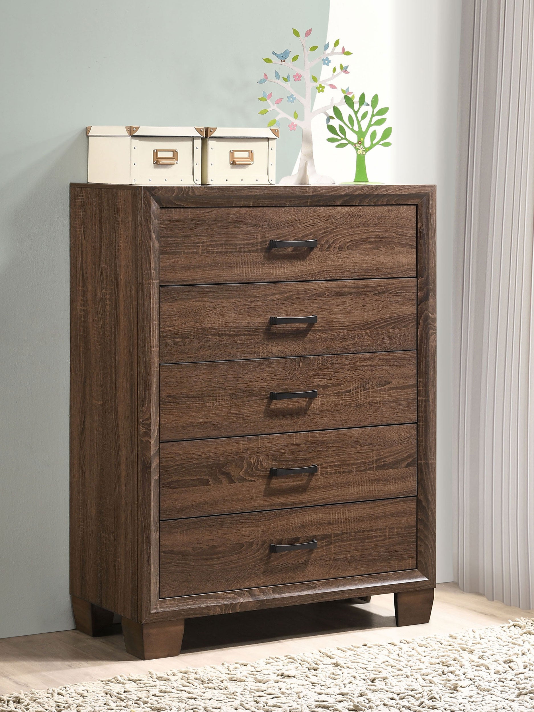 Brandon 5-drawer Chest Medium Warm Brown