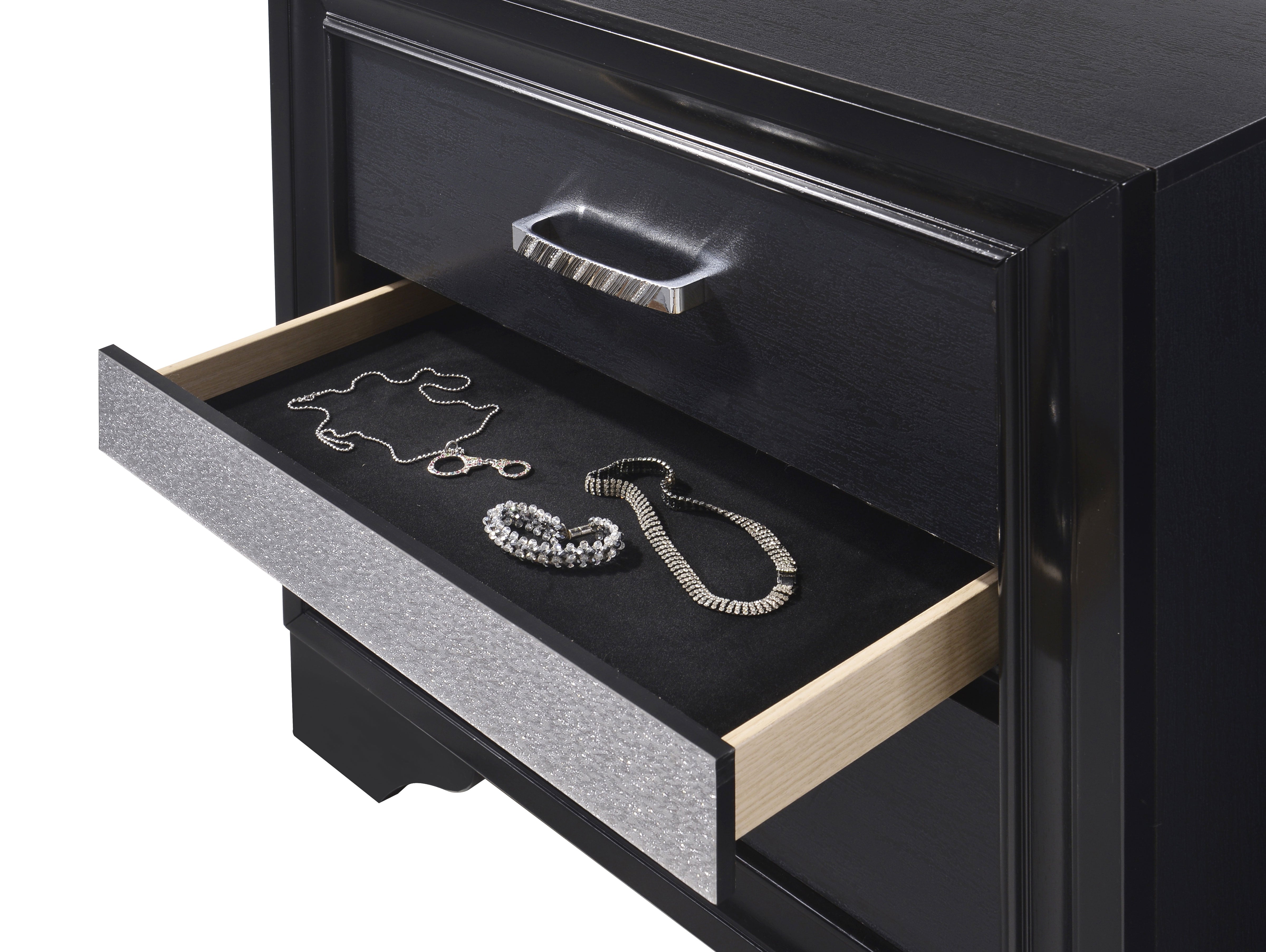 Miranda 2-drawer Nightstand Tray Black