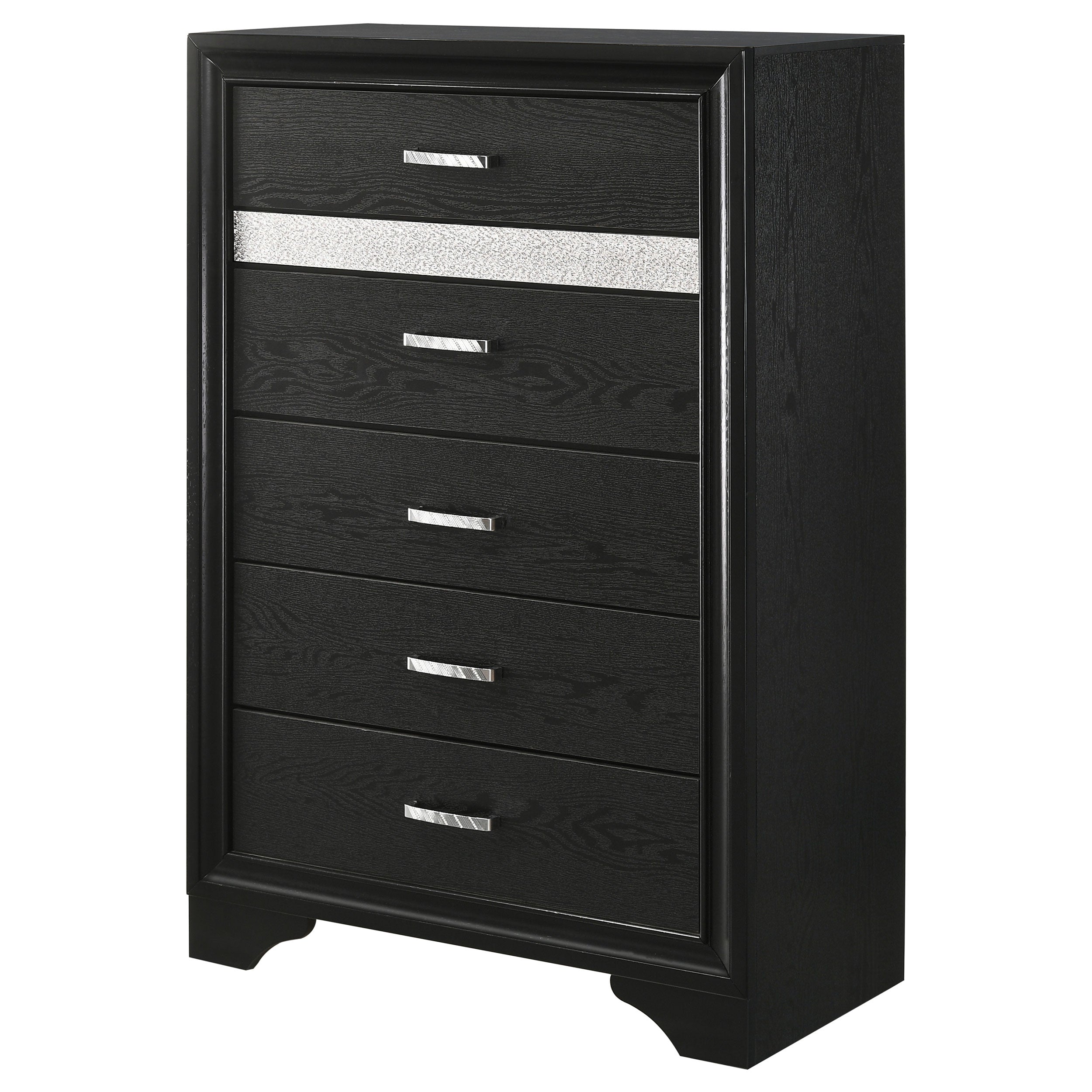 Miranda 5-drawer Chest Black and Rhinestone