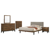 Mays  Upholstered  Bedroom Set Walnut Brown and Grey