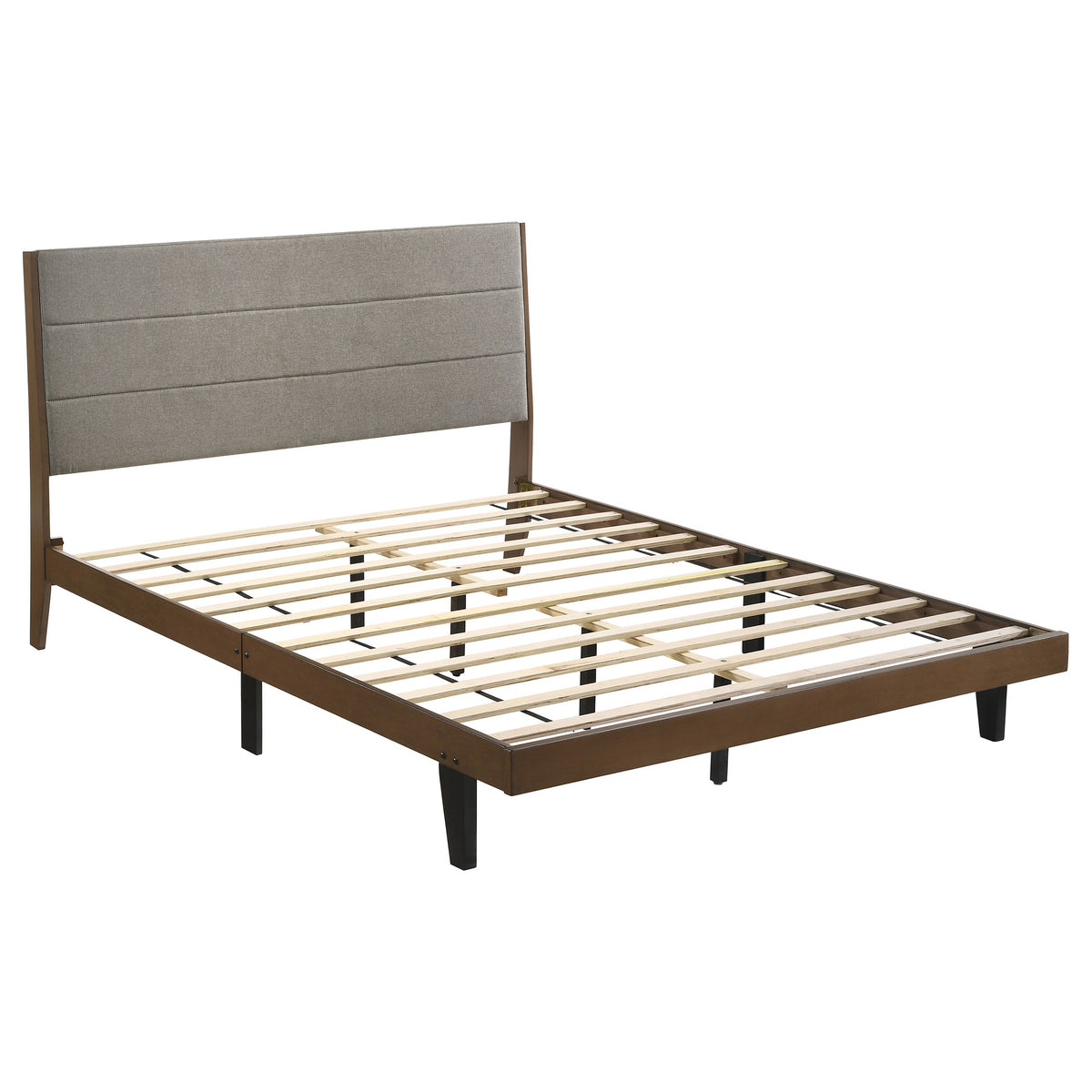 Mays Upholstered  Platform Bed Walnut Brown and Grey