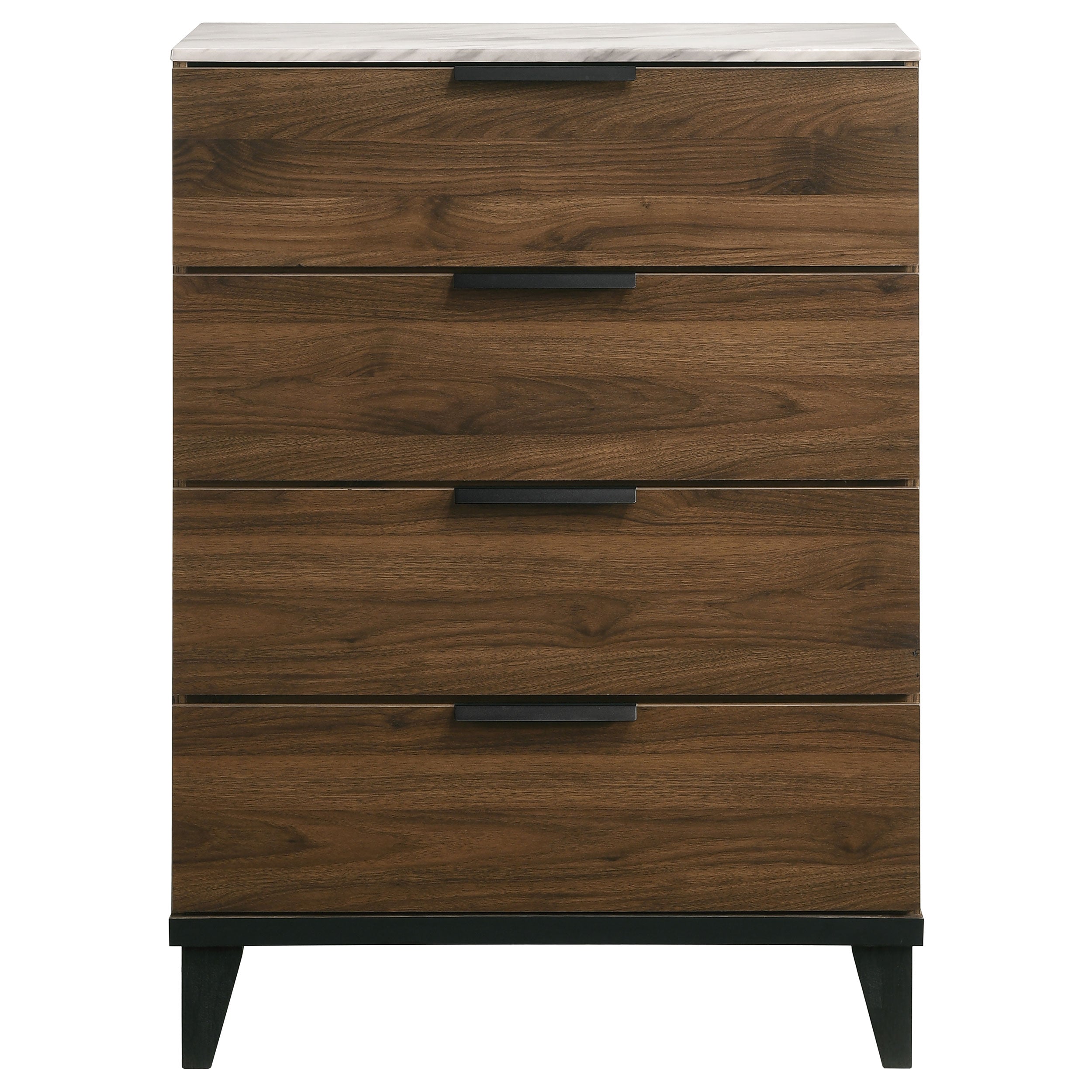 Mays 4-drawer Chest Walnut Brown with Faux Marble Top