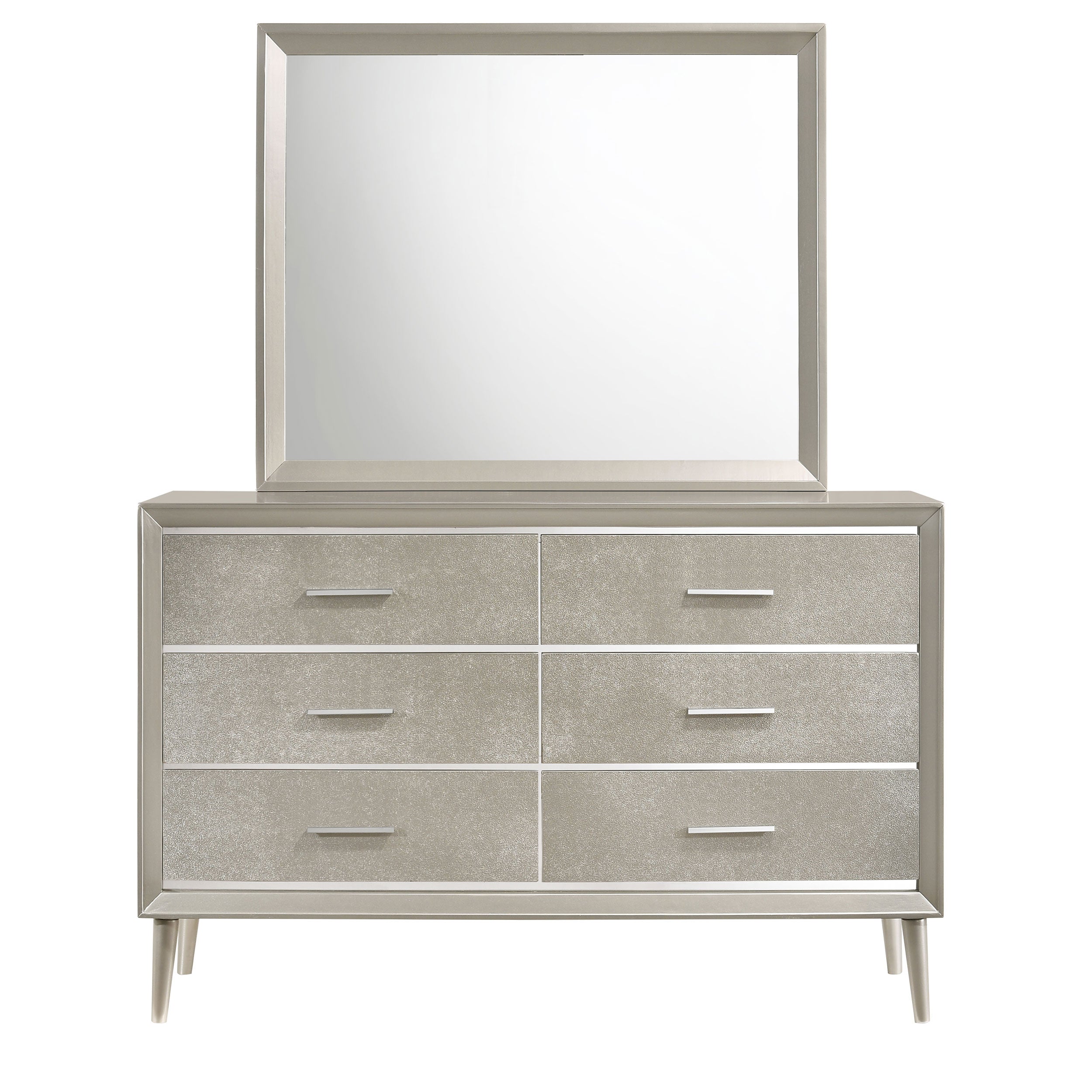 Ramon 6-drawer Dresser with Mirror Metallic Sterling