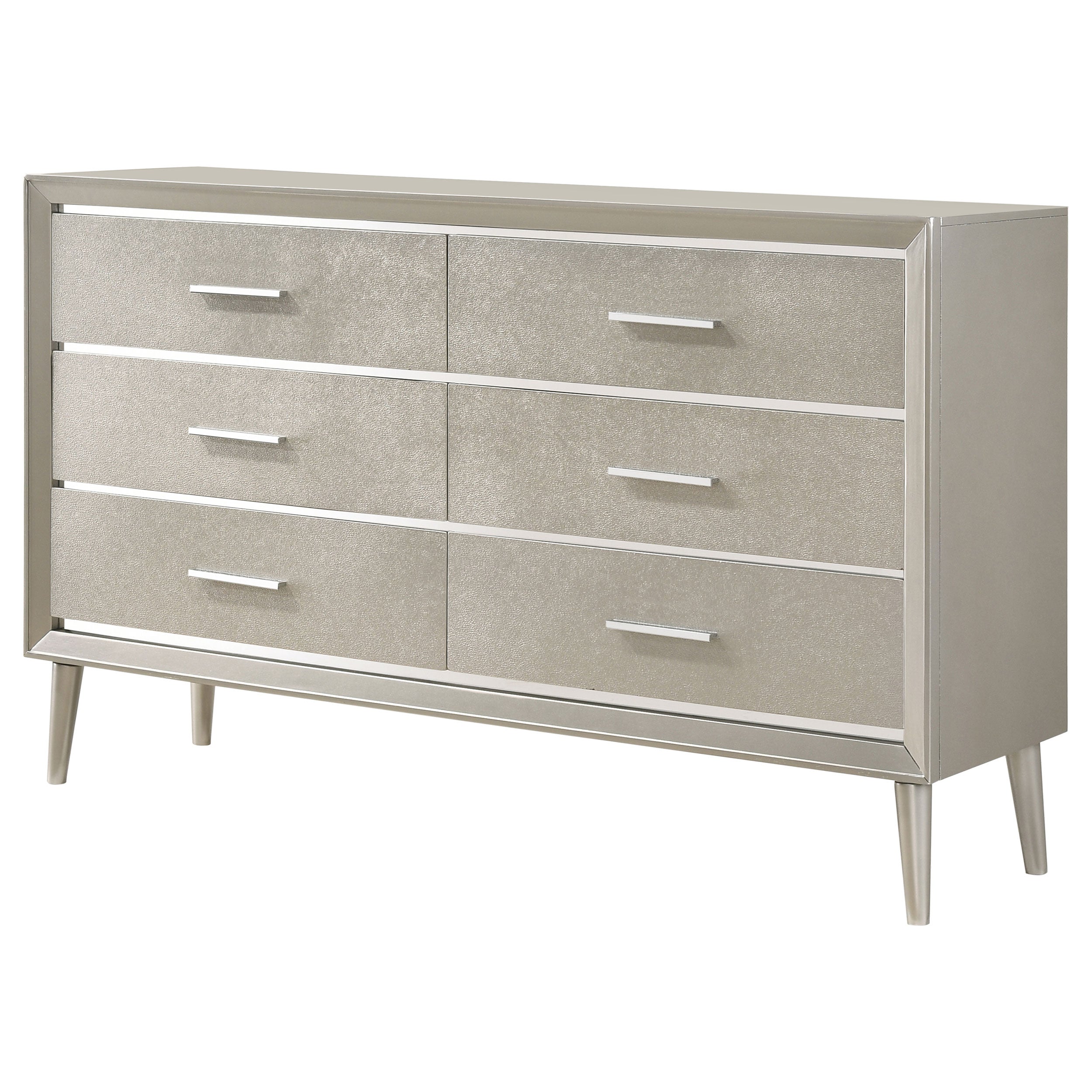 Ramon 6-drawer Dresser with Mirror Metallic Sterling