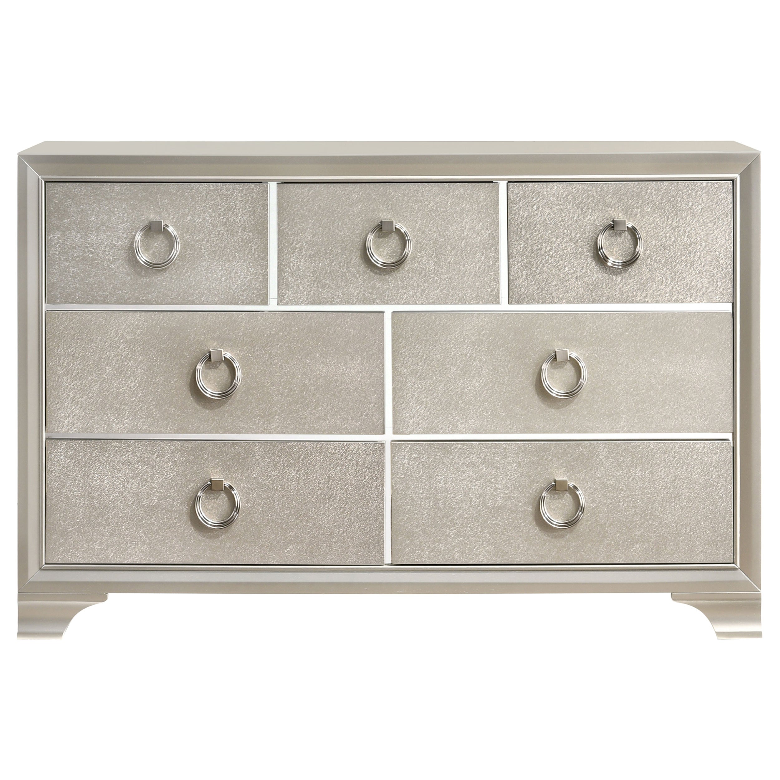 Salford 7-drawer Dresser with Mirror Metallic Sterling