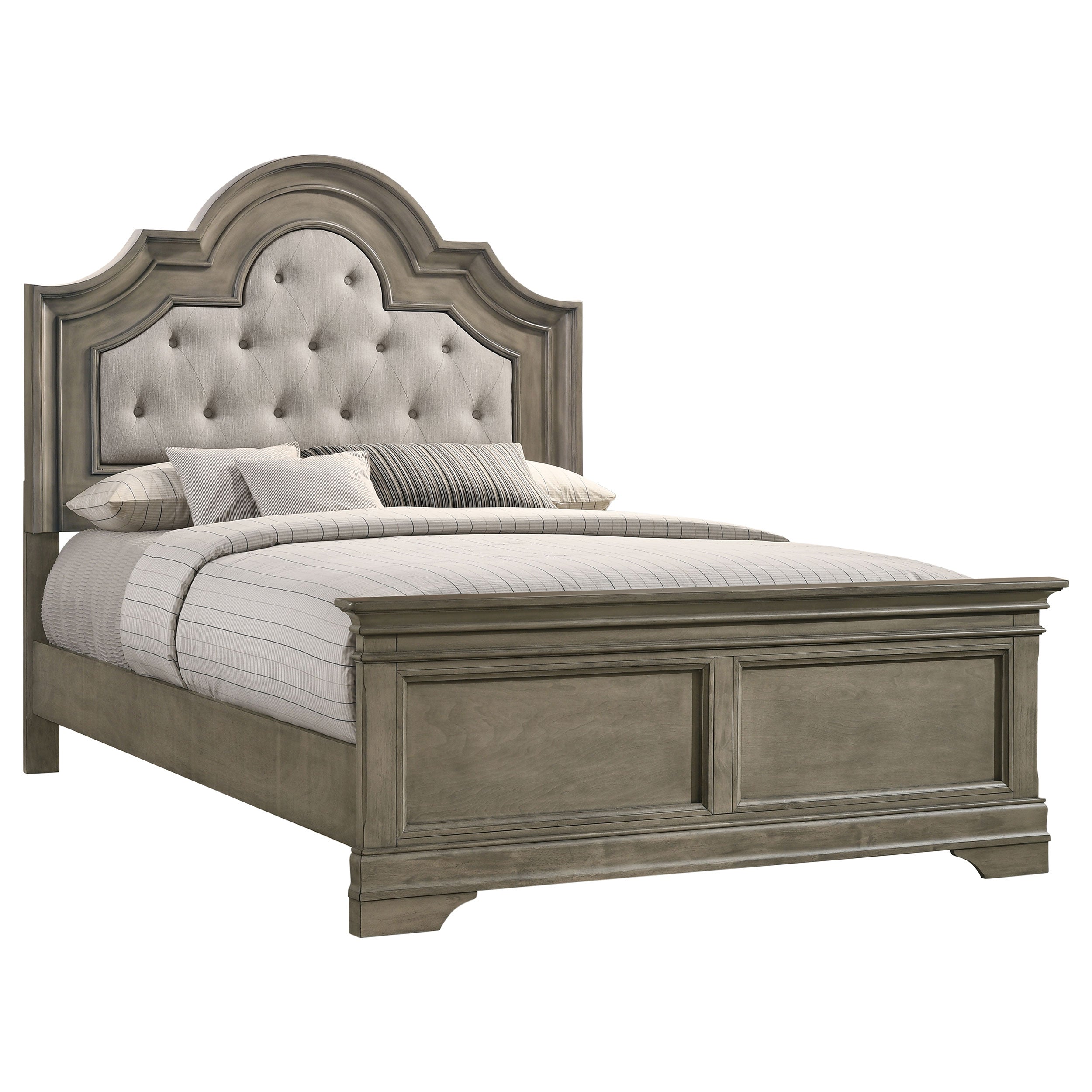 Manchester Bedroom Set with Upholstered Arched Headboard Wheat