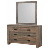 Frederick 6-drawer Dresser with Mirror Weathered Oak