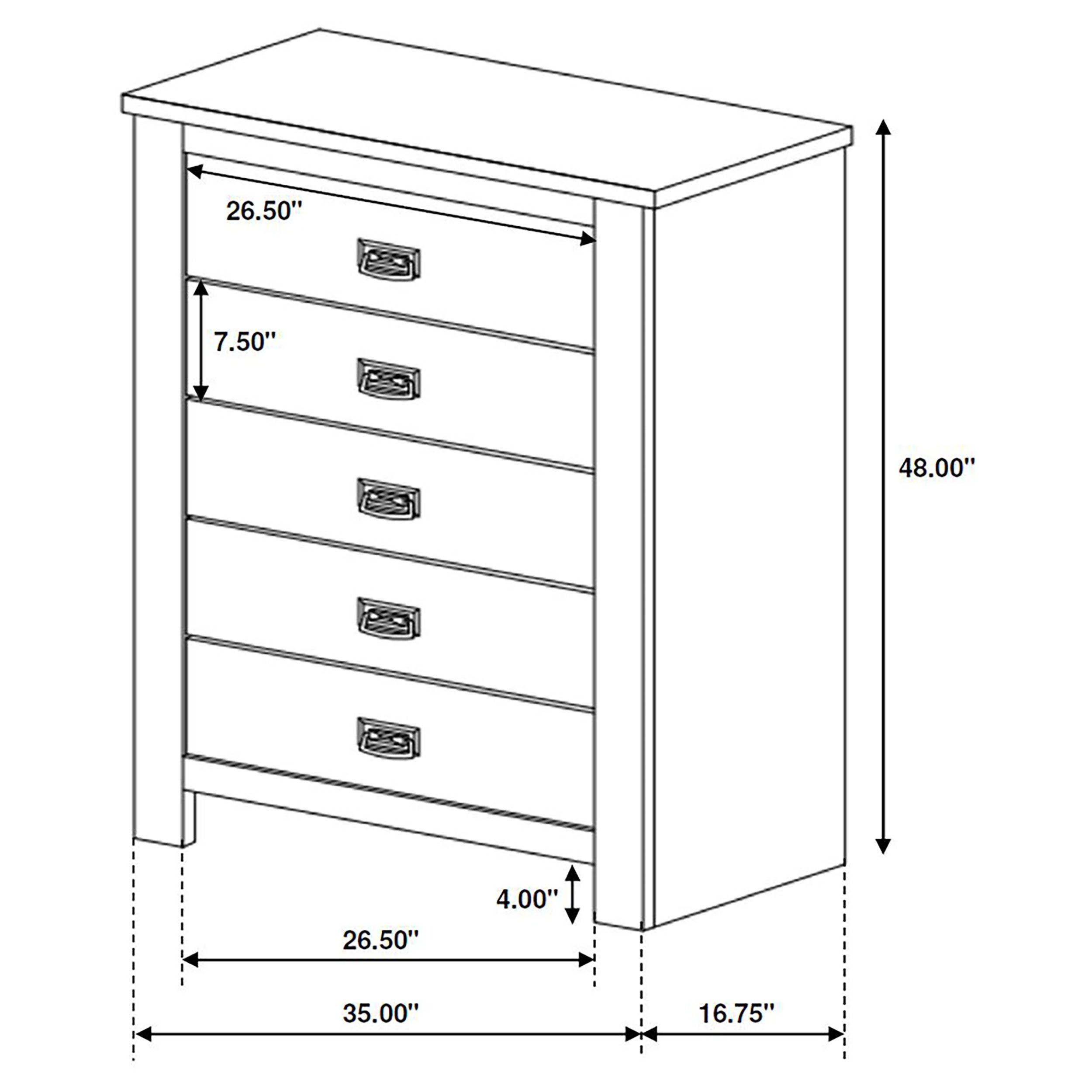 Frederick 5-drawer Chest Weathered Oak