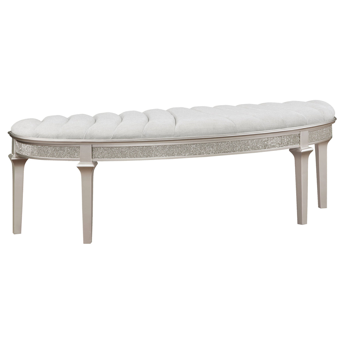 Heidi Upholstered Bench Metallic Platinum