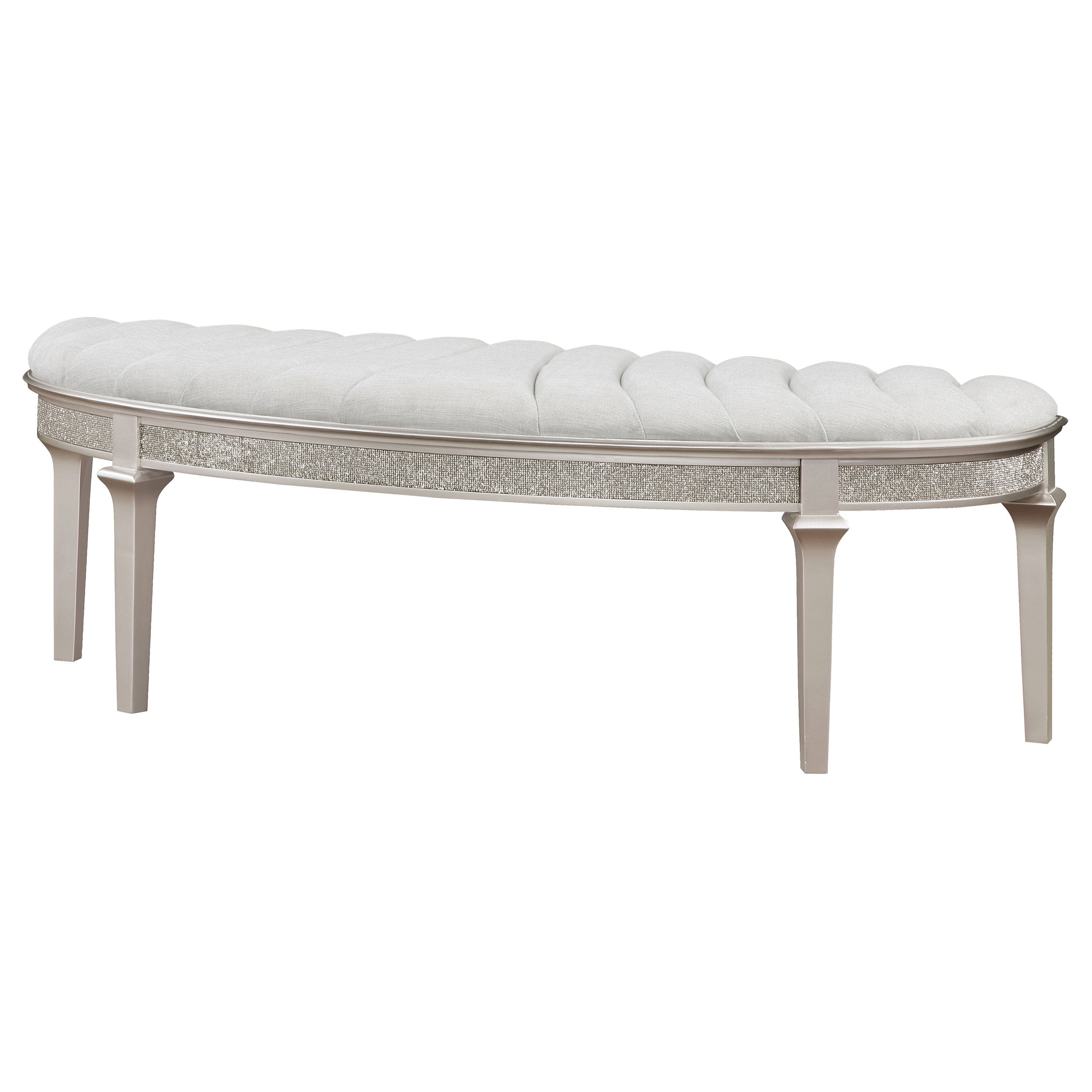 Heidi Upholstered Bench Metallic Platinum