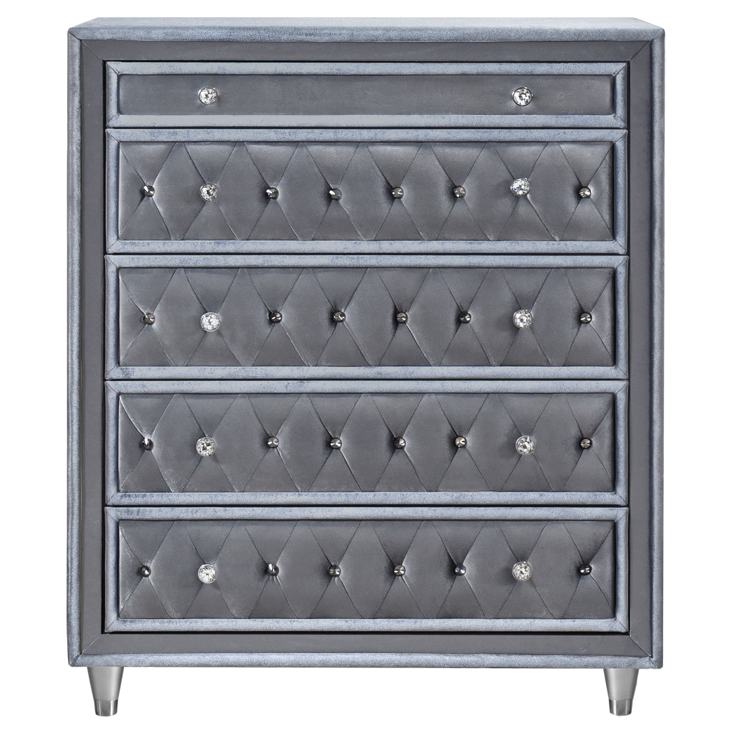 Antonella 5-drawer Upholstered Chest Grey