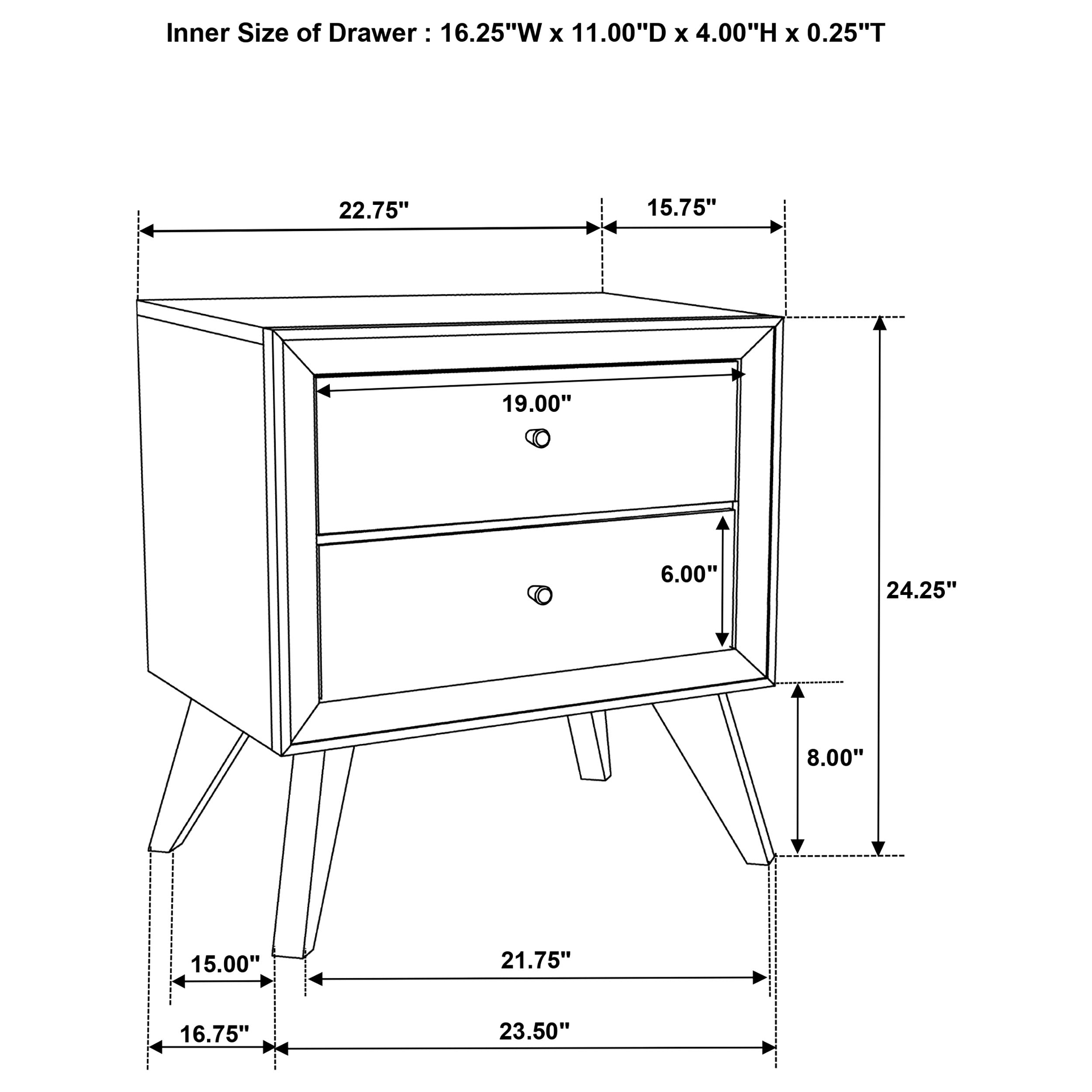 Janelle 2-drawer Nightstand White