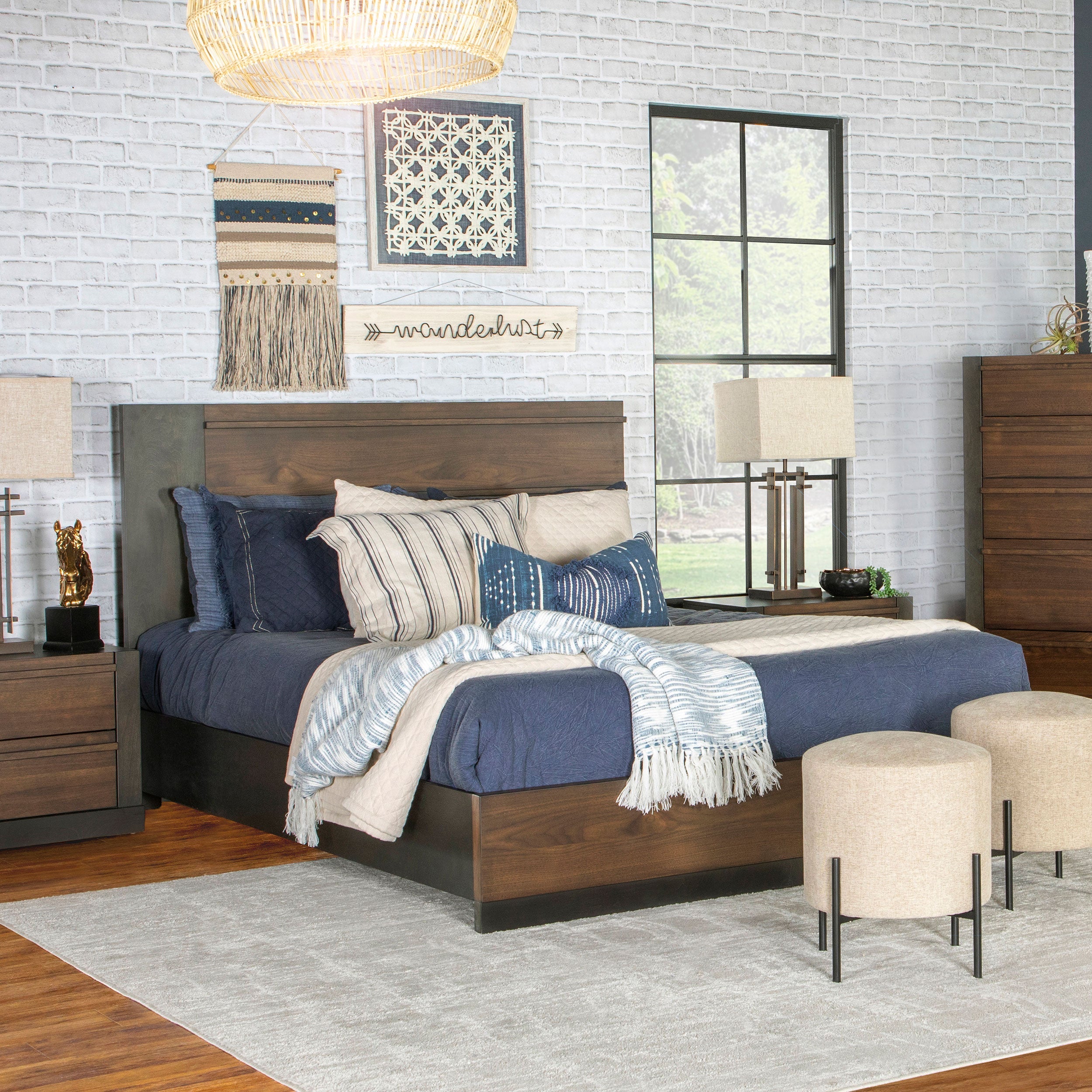 Azalia Wood Eastern King Panel Bed Walnut