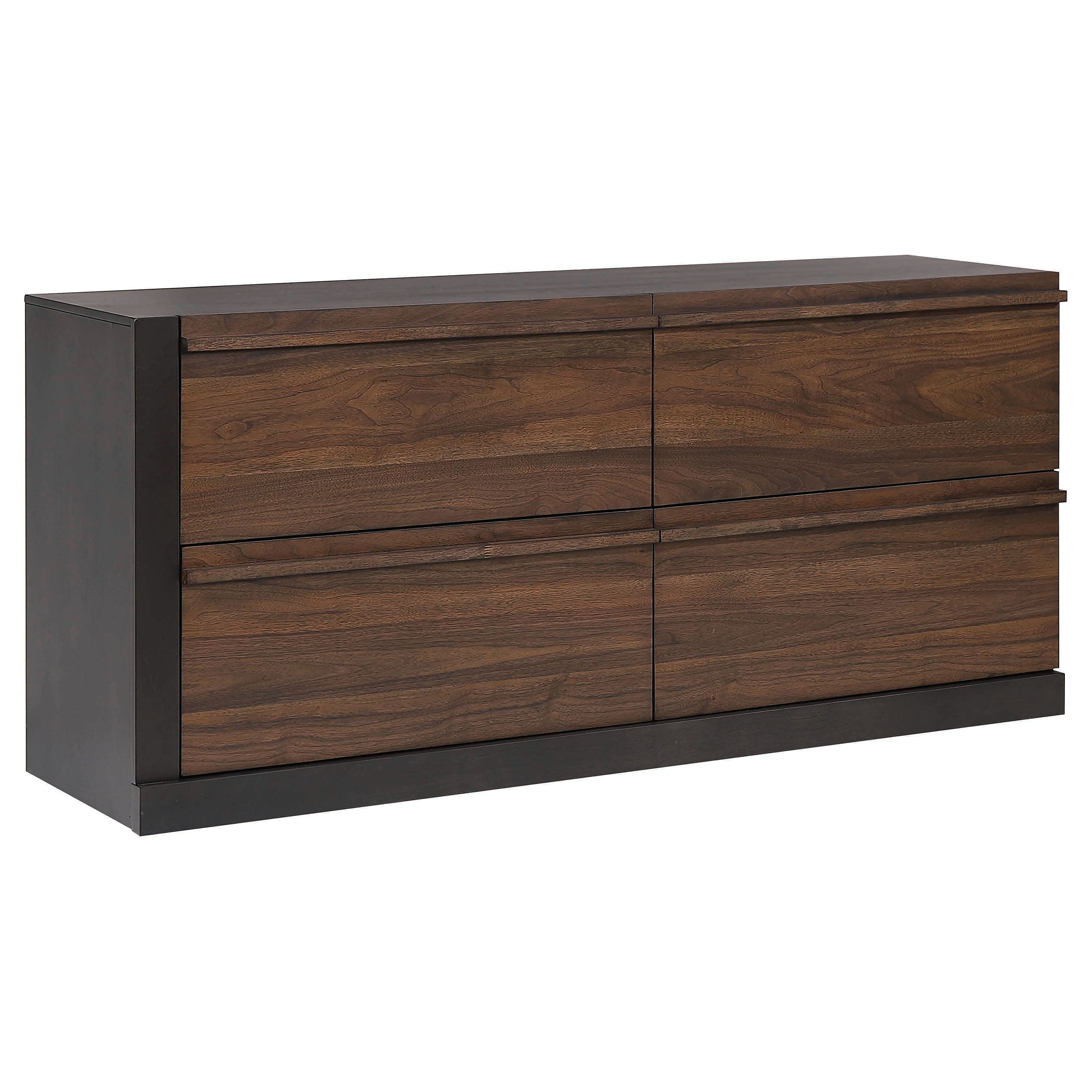 Azalia 4-drawer Dresser with Mirror Black and Walnut