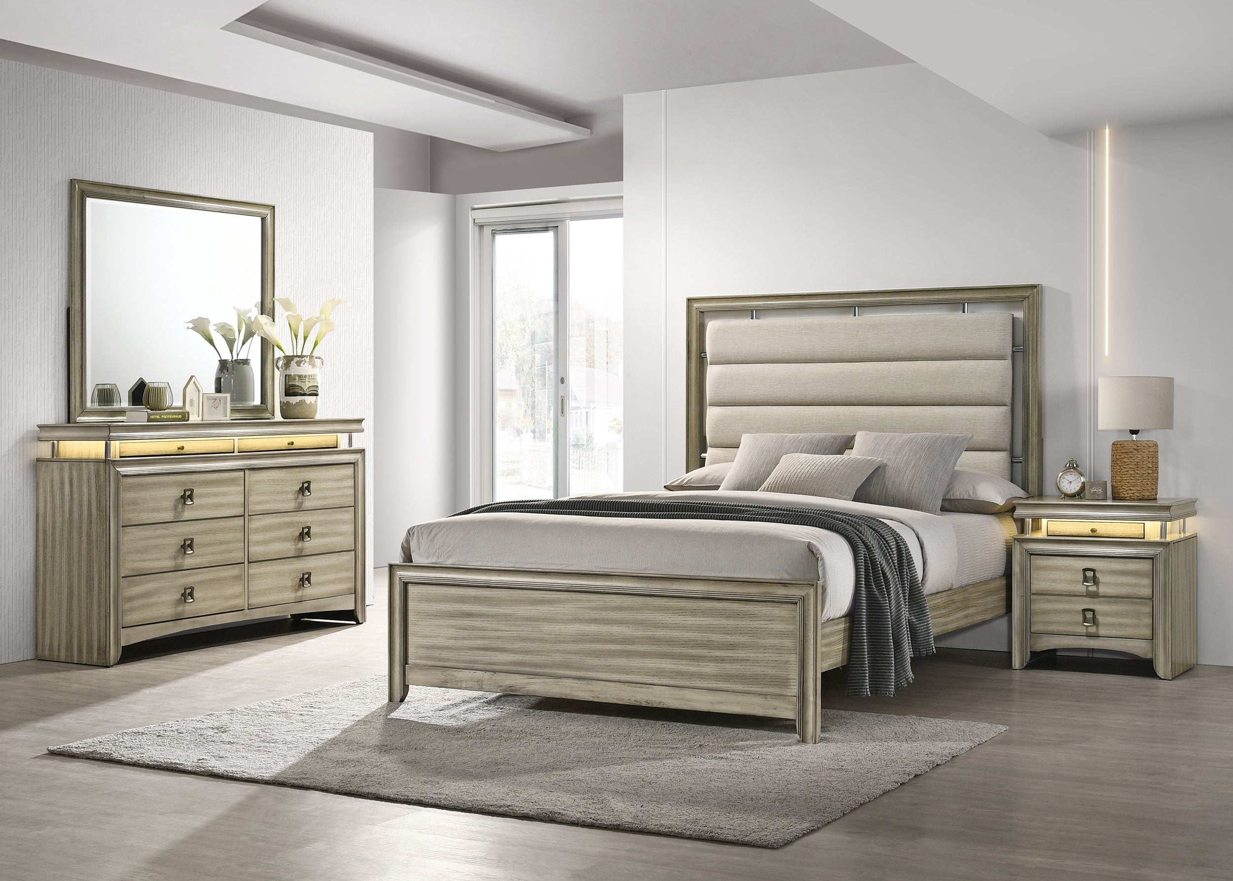 Giselle   Panel Bedroom Set Rustic Beige