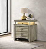 Giselle 3-drawer Nightstand Bedside Table with LED Rustic Beige