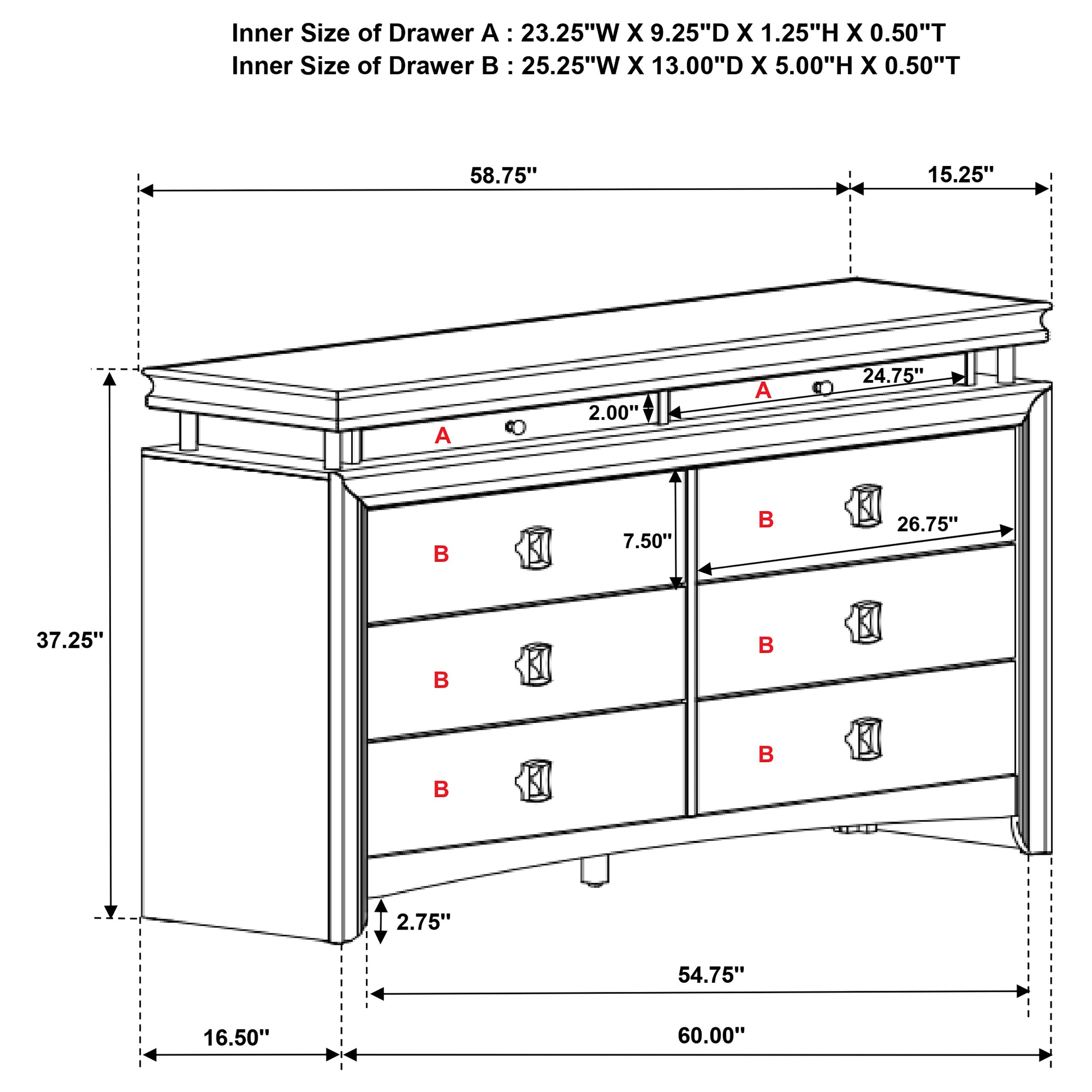 Giselle 8-drawer Bedroom Dresser with Mirror with LED Rustic Beige