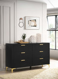 Kendall 6-drawer Dresser with Mirror Black and Gold