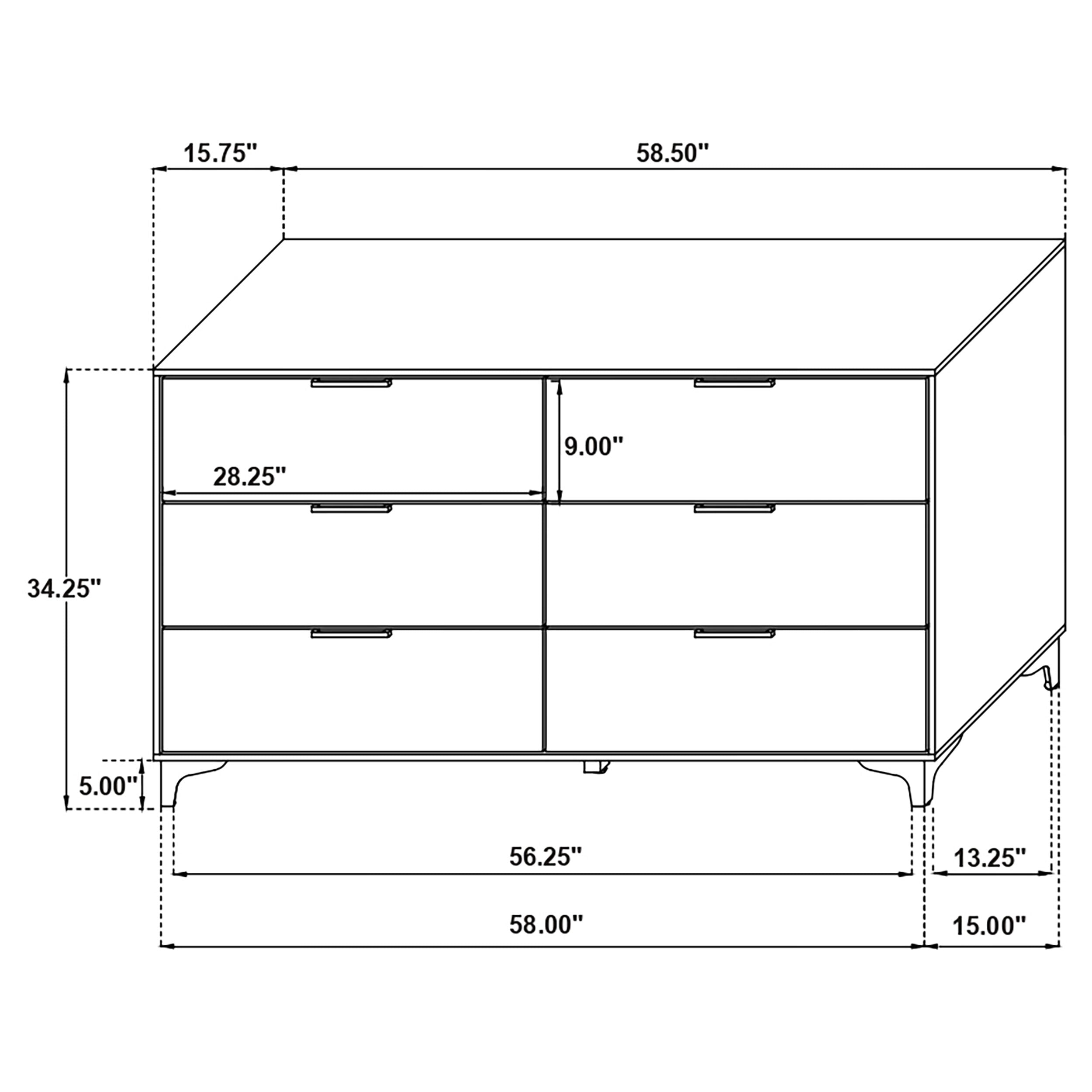 Kendall 6-drawer Dresser with Mirror Black and Gold