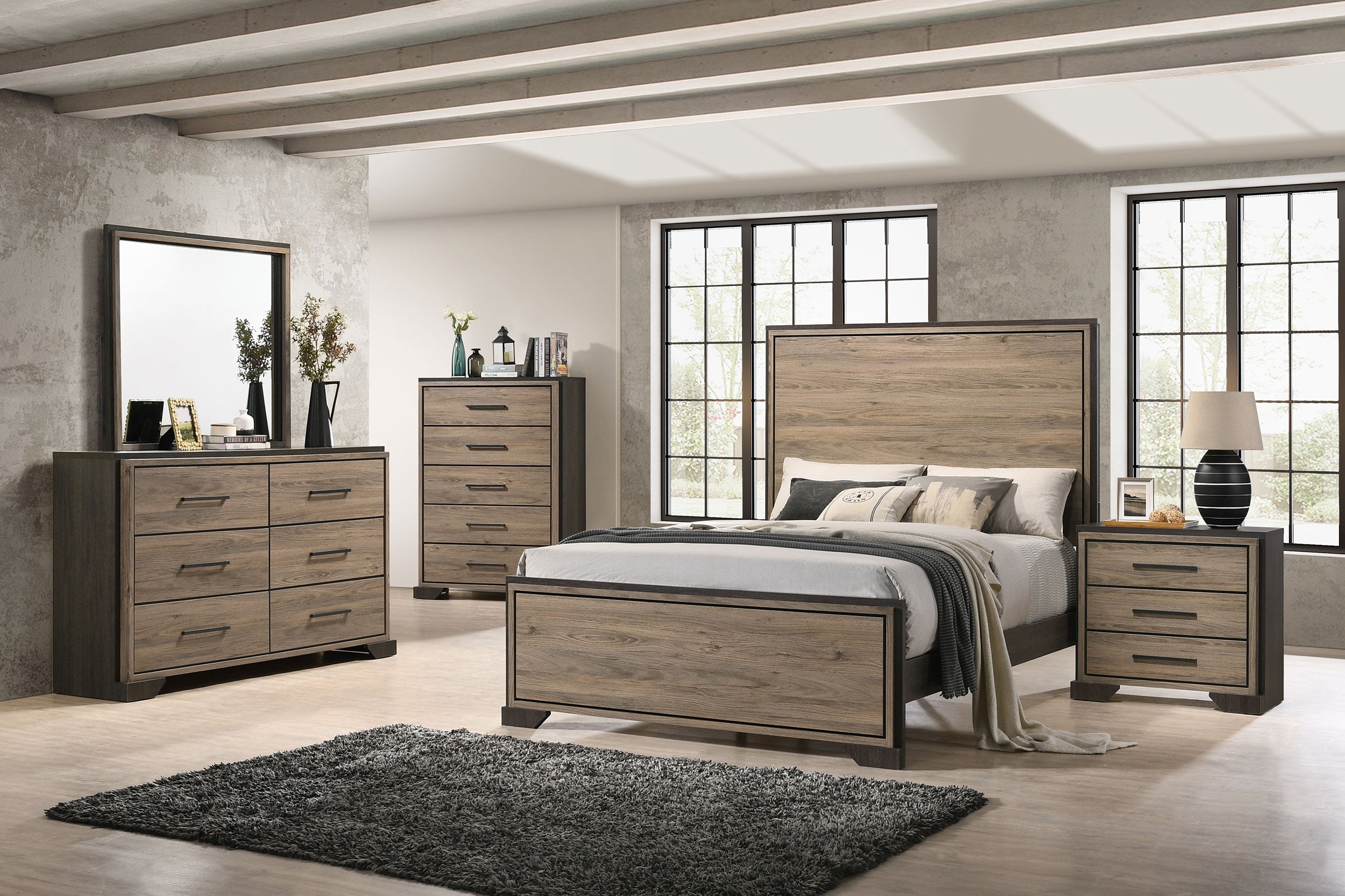 Baker   Bedroom Set Brown and Light Taupe