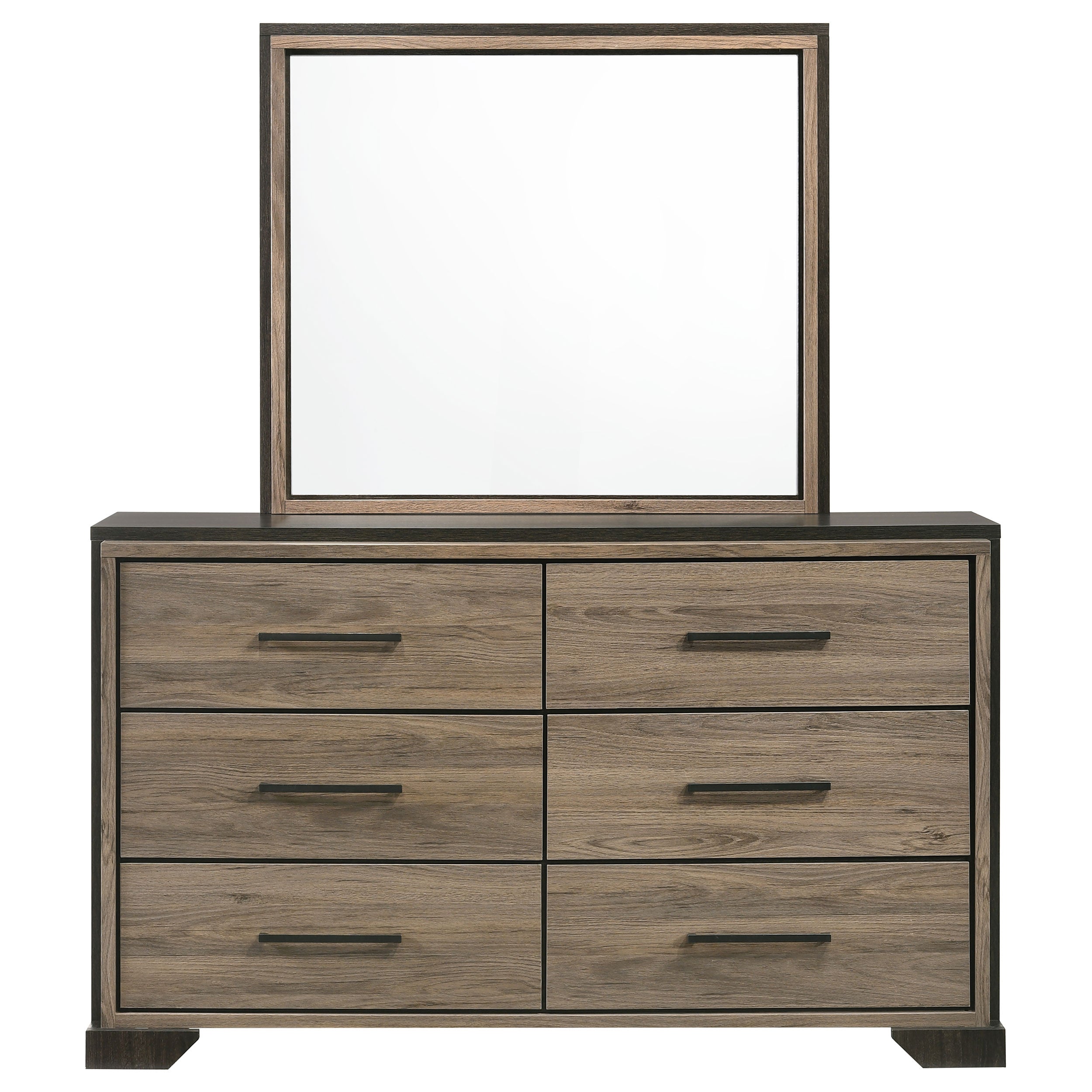 Baker 6-drawer Dresser with Mirror Brown and Light Taupe