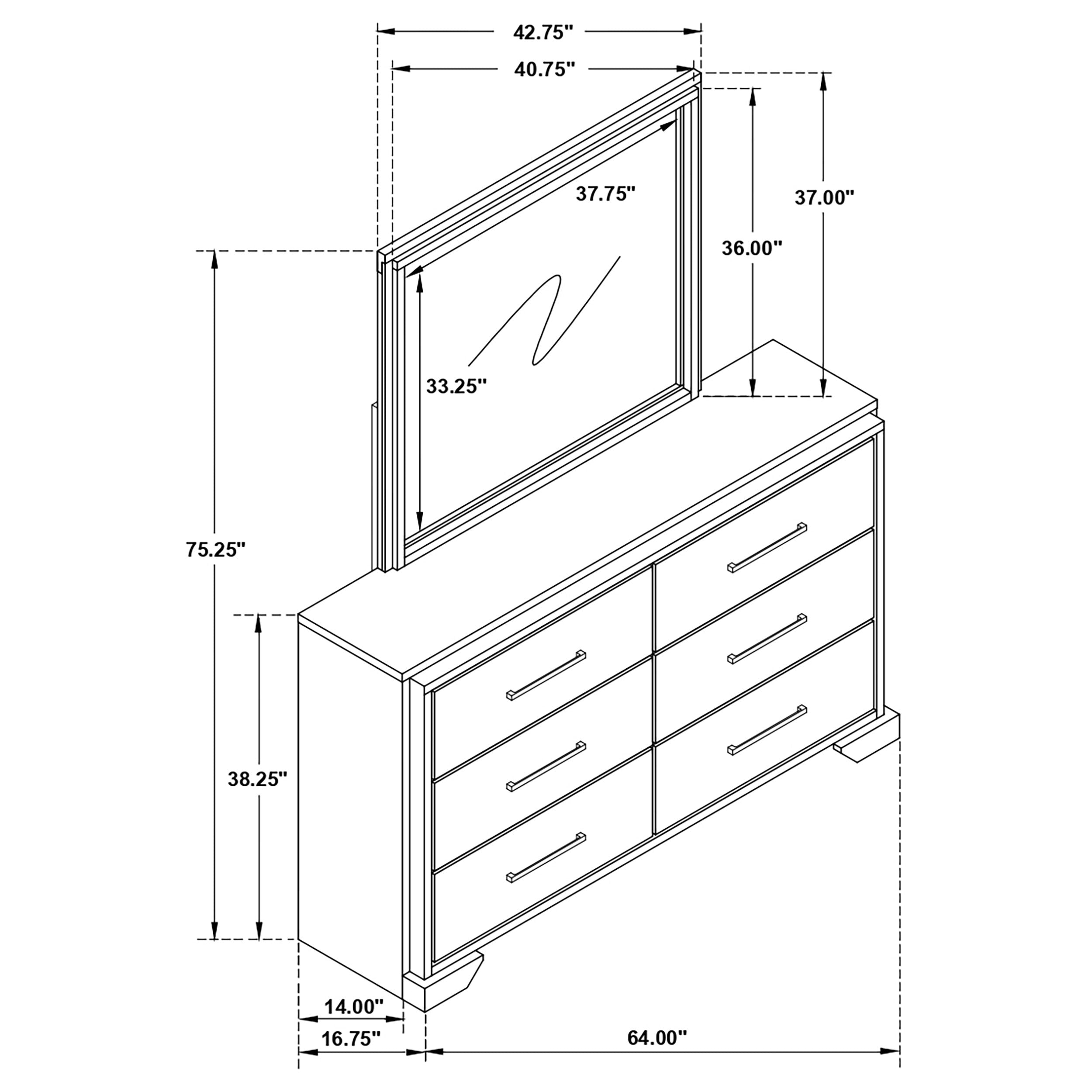 Baker 6-drawer Dresser with Mirror Brown and Light Taupe