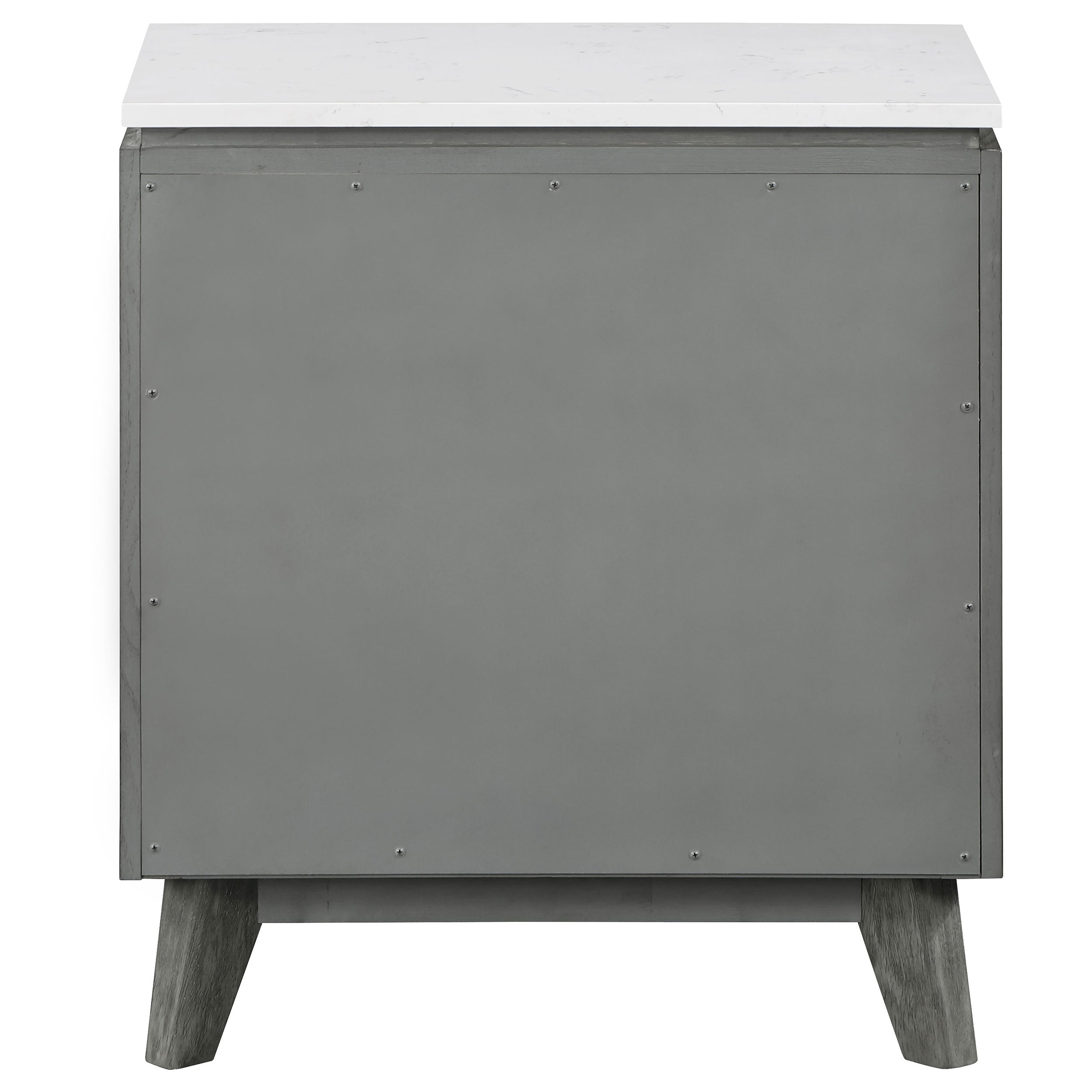 Nathan 2-drawer Nightstand with USB Port White Marble and Grey