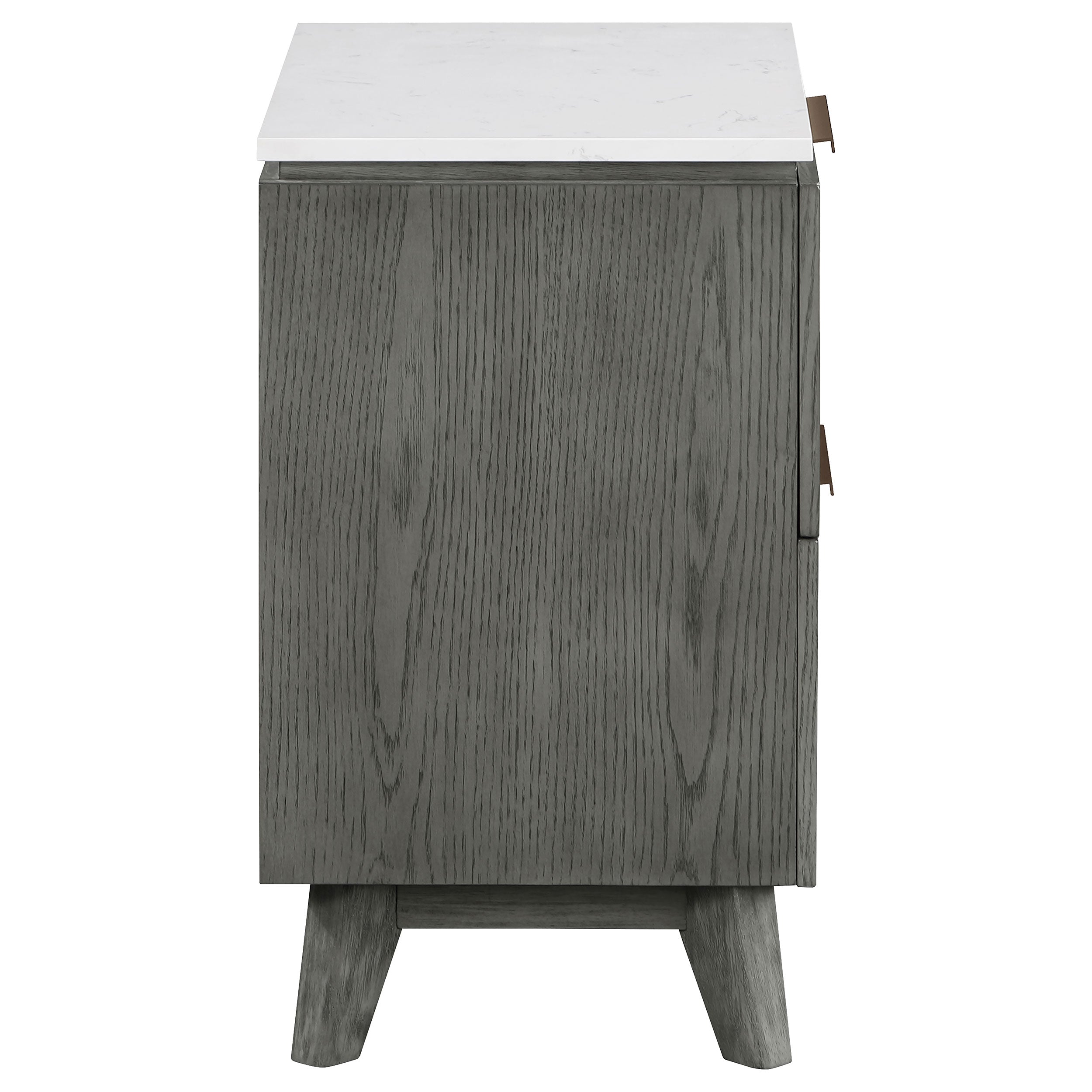 Nathan 2-drawer Nightstand with USB Port White Marble and Grey