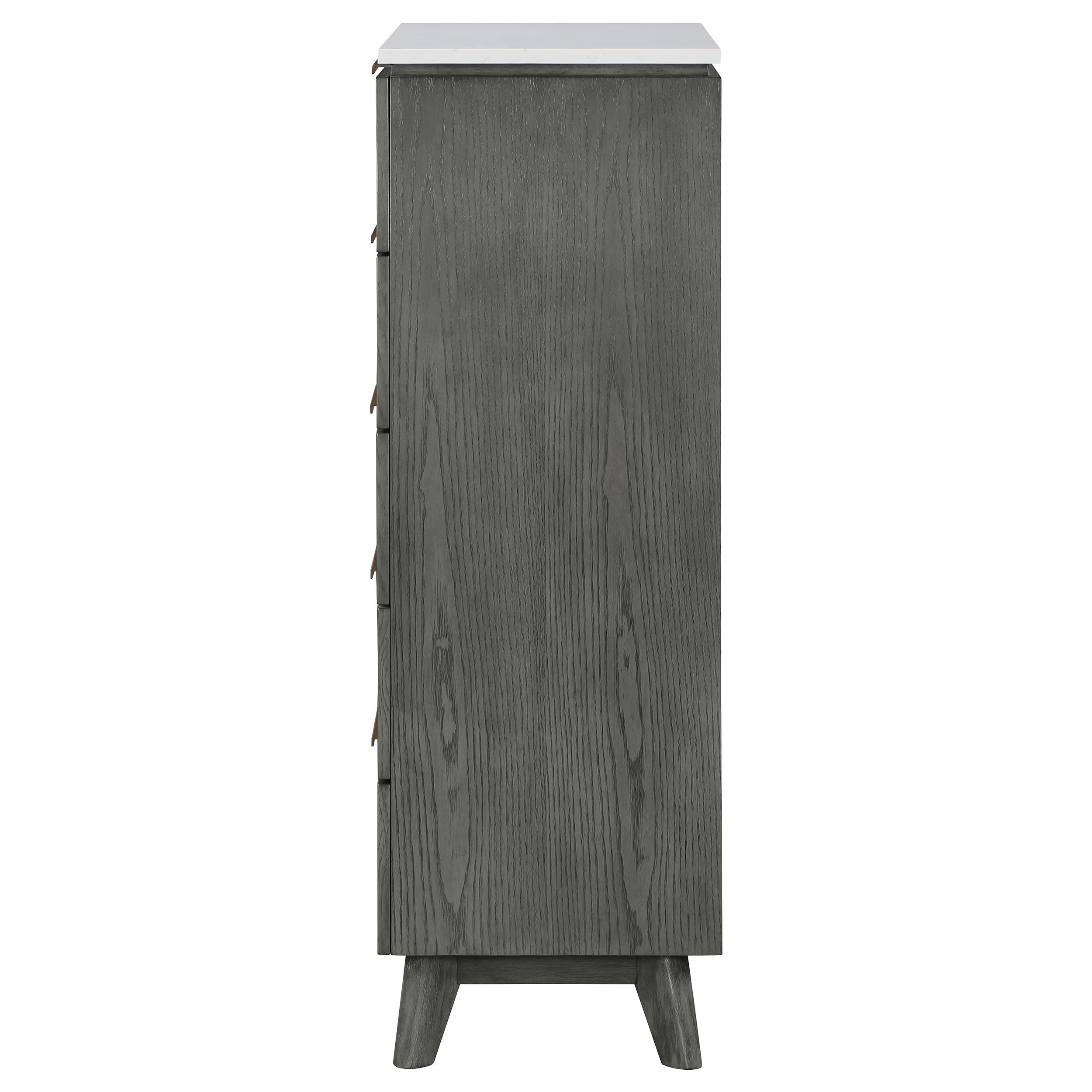 Nathan 5-drawer Chest White Marble and Grey