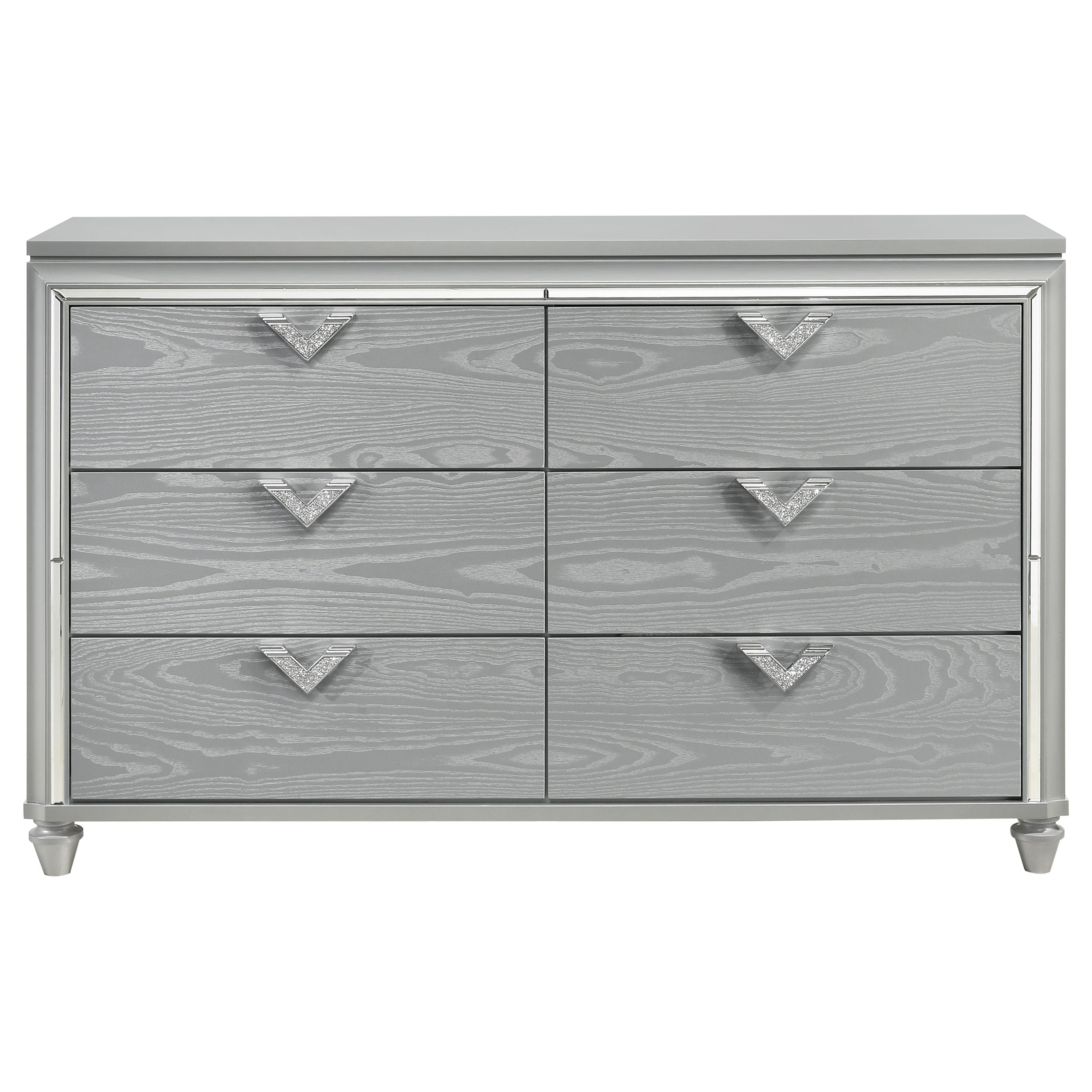 Veronica 6-drawer Bedroom Dresser with Mirror Light Silver