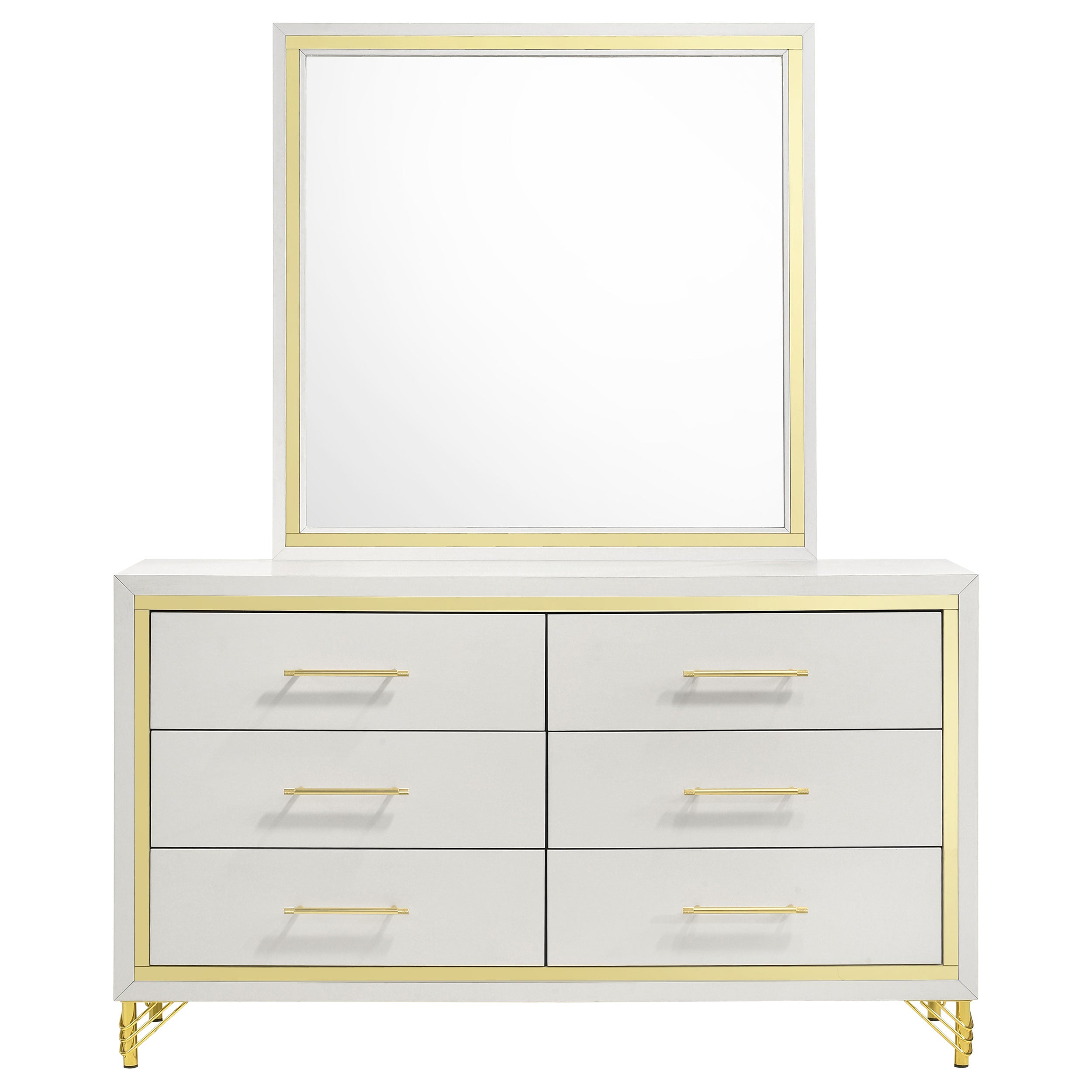 Lucia 6-drawer Bedroom Dresser with Mirror White