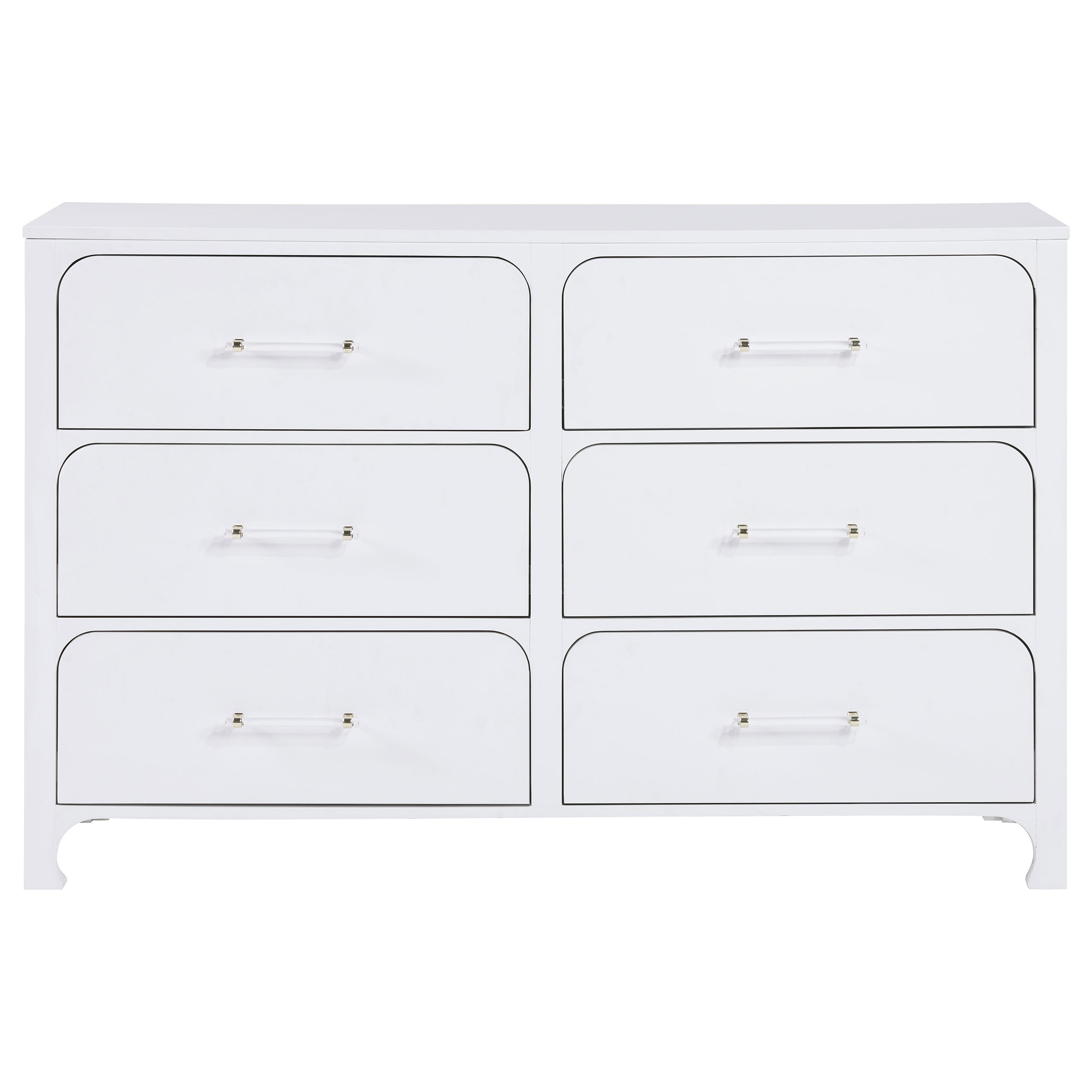 Anastasia 6-drawer Bedroom Dresser with Mirror Pearl White