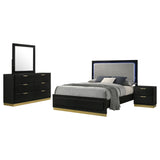 Caraway   Bedroom Set with LED Headboard Black and Grey